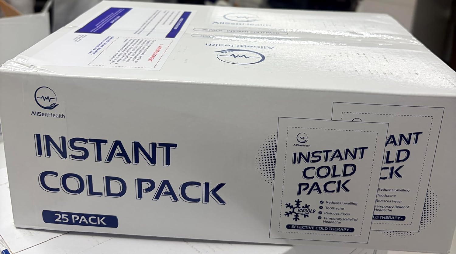 Detalle 2 de AllSett Health Instant Ice Packs, 25 Count, 6" x 4.5" Disposable Cold Compresses