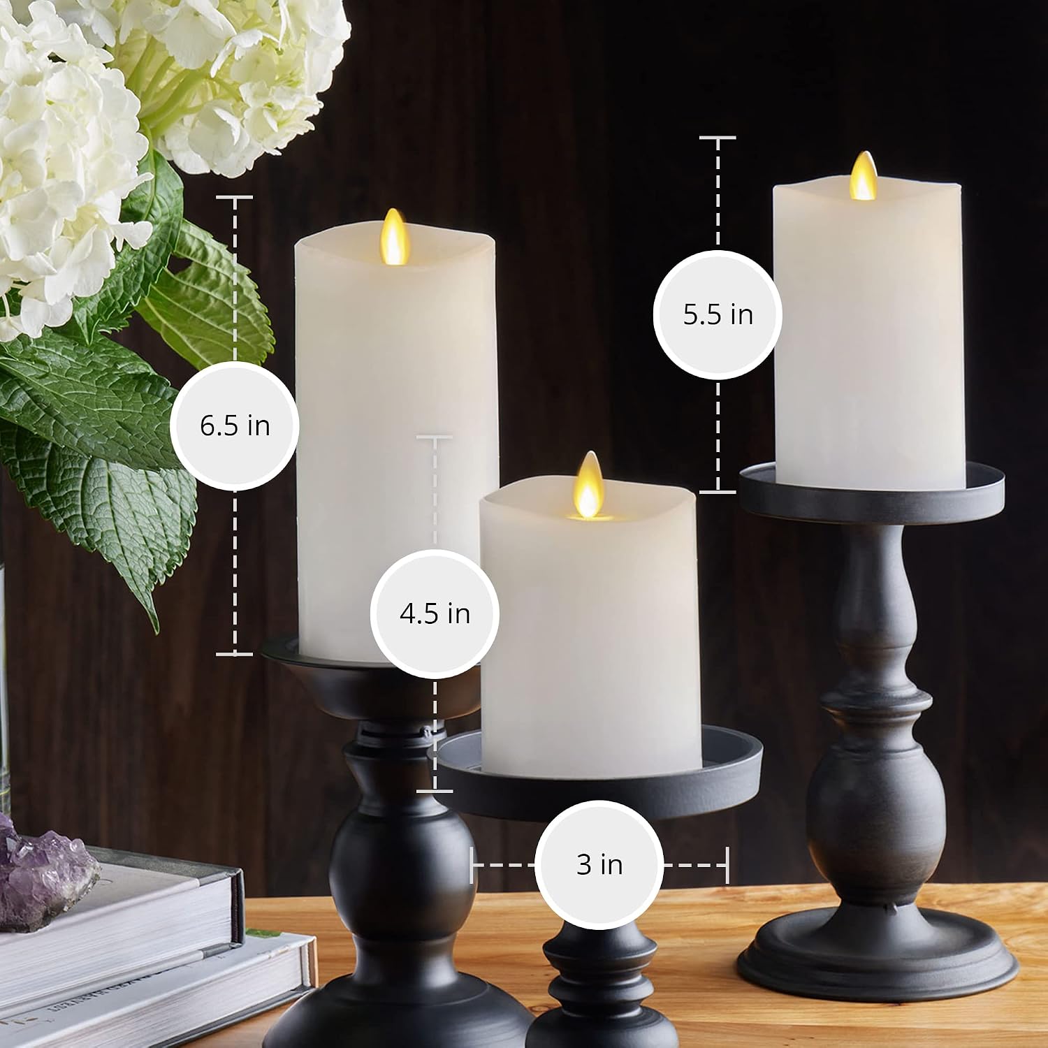 Detalle 2 de Luminara 996075 Flameless LED Candle Set, Remote, Moving Flame, Timer