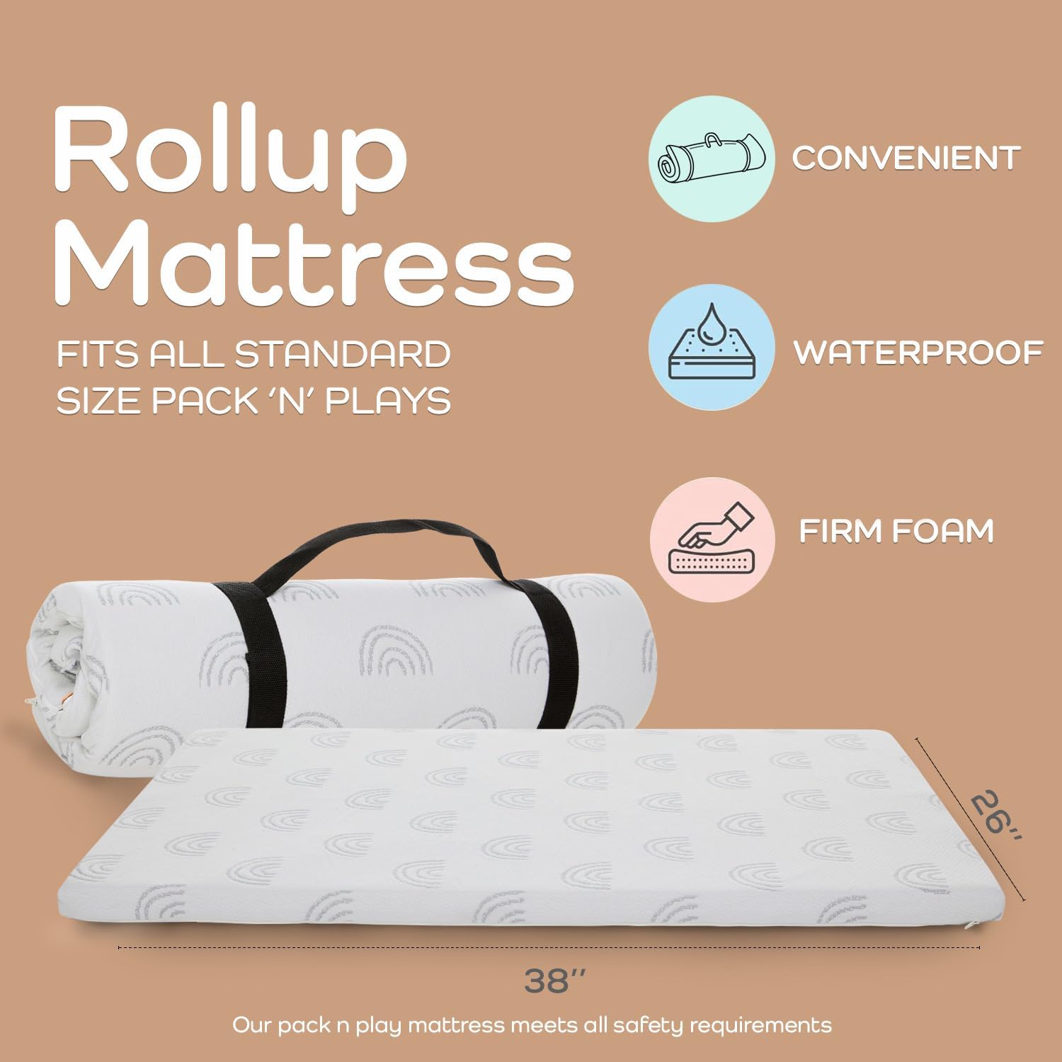 Detalle 2 de Babylicious Babylicious Pack and Play Mattress Pad, 38 x 26 in, Waterproof Memory Foam