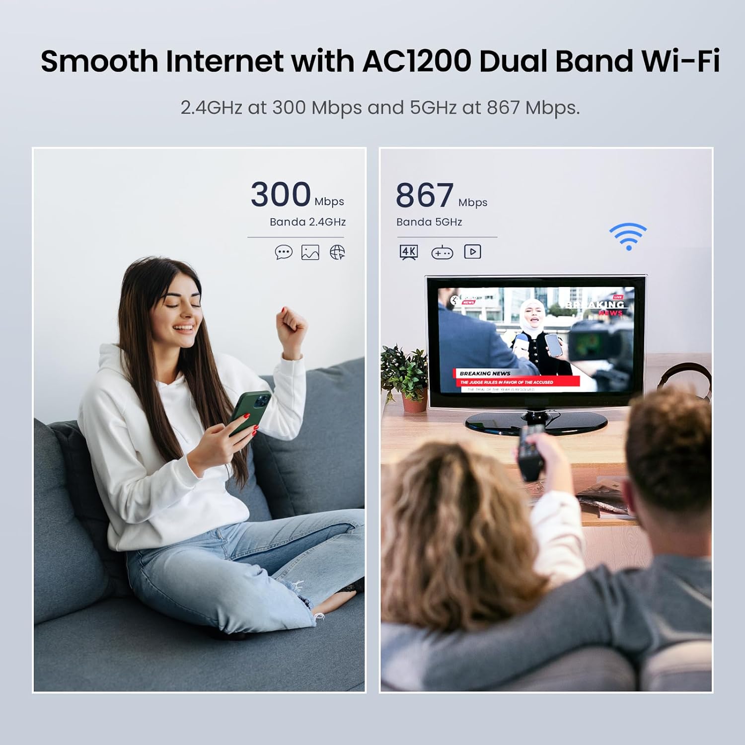Thumbnail 2 de Tenda AC8 AC1200 dual-band Wi‑Fi router with Beamforming, MU‑MIMO and app control