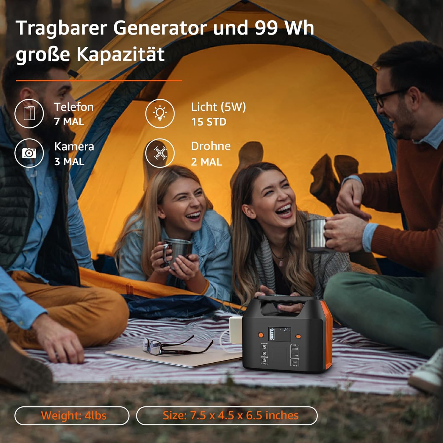 Thumbnail 1 de SinKeu Tragbare Powerstation 99Wh (150W) – Solar Generator mit 230V AC, USB-C und 12V-Zigarettenanzünder-Port