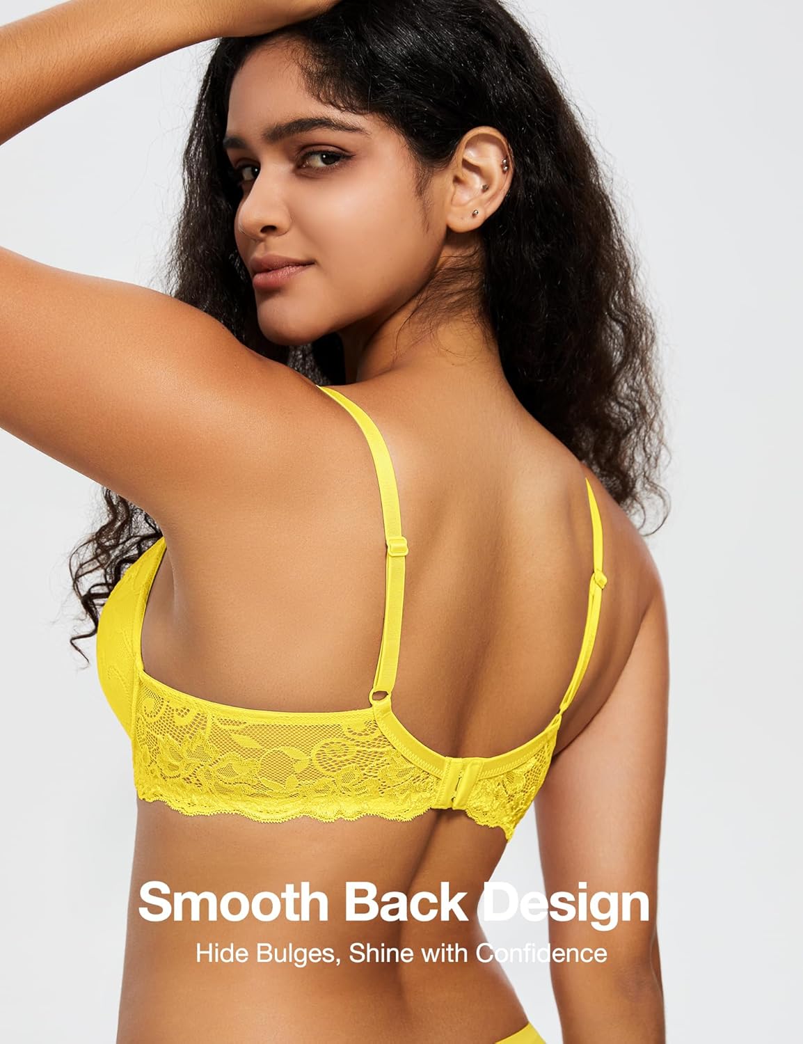 Thumbnail 2 de Deyllo Women’s Push Up Lace Bra Comfort Padded Underwire Bra Lift Up Add One Cup