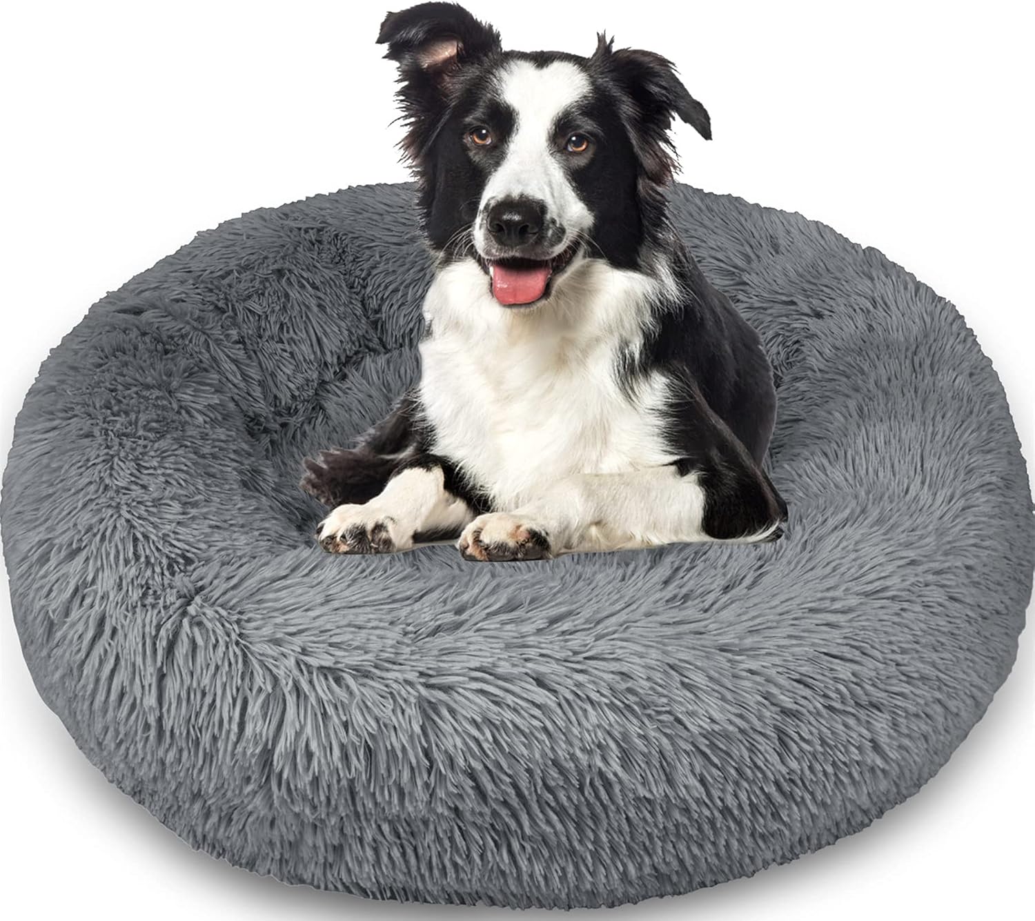 Thumbnail 6 de Enjamoy Plush Donut Dog Bed – Calming, Self-Warming, Machine Washable Cushion (Dark Grey, 50cm)