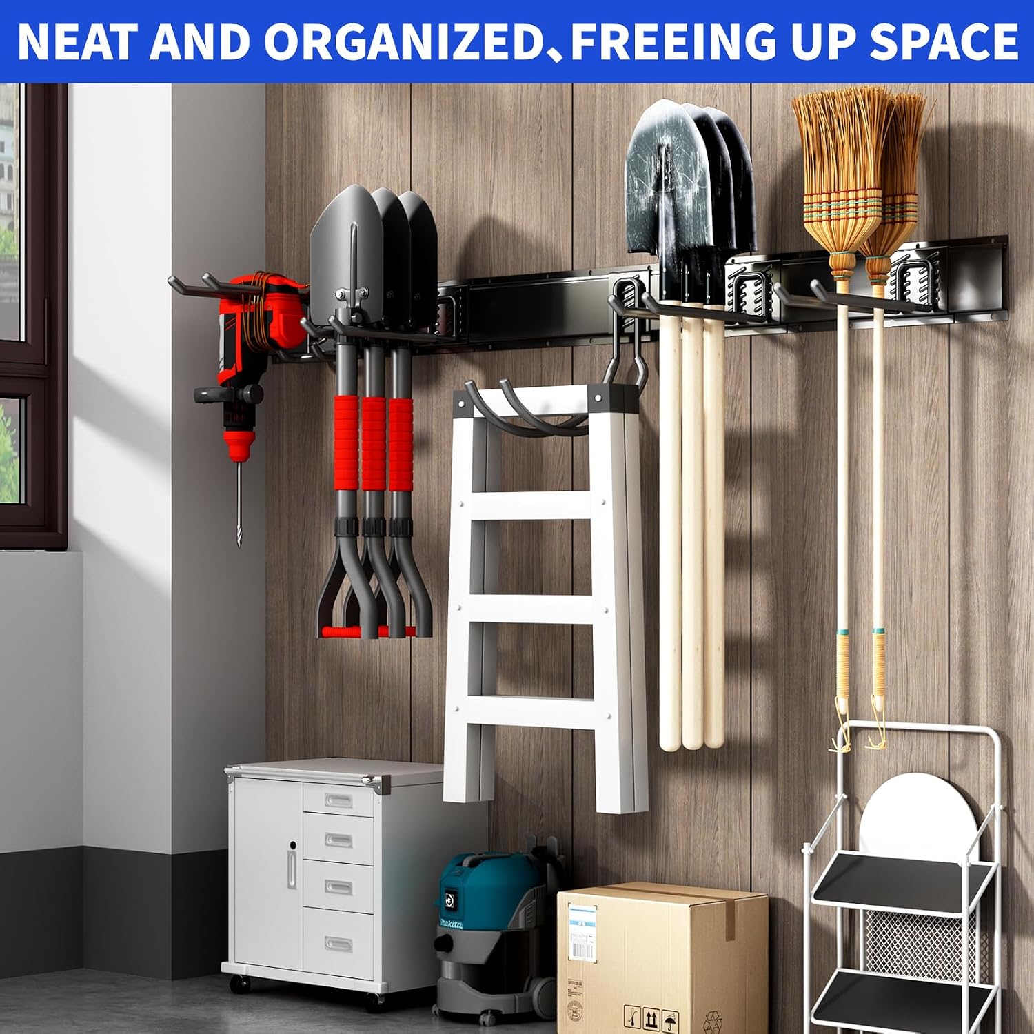 Detalle 2 de CRXCRC-003 64-Inch Wall-Mount Tool Organizer with 10 Adjustable Hooks