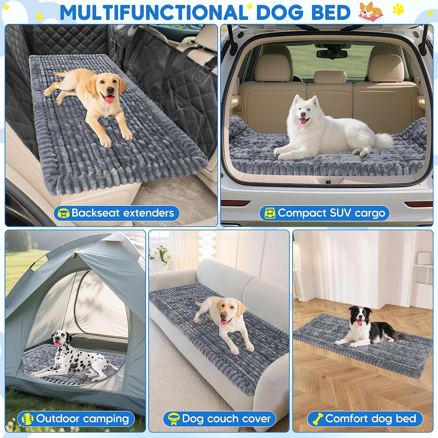 Thumbnail 5 de Loiion Housse de Siège Arrière pour Chien 127×62,5×2,5 cm Gris
