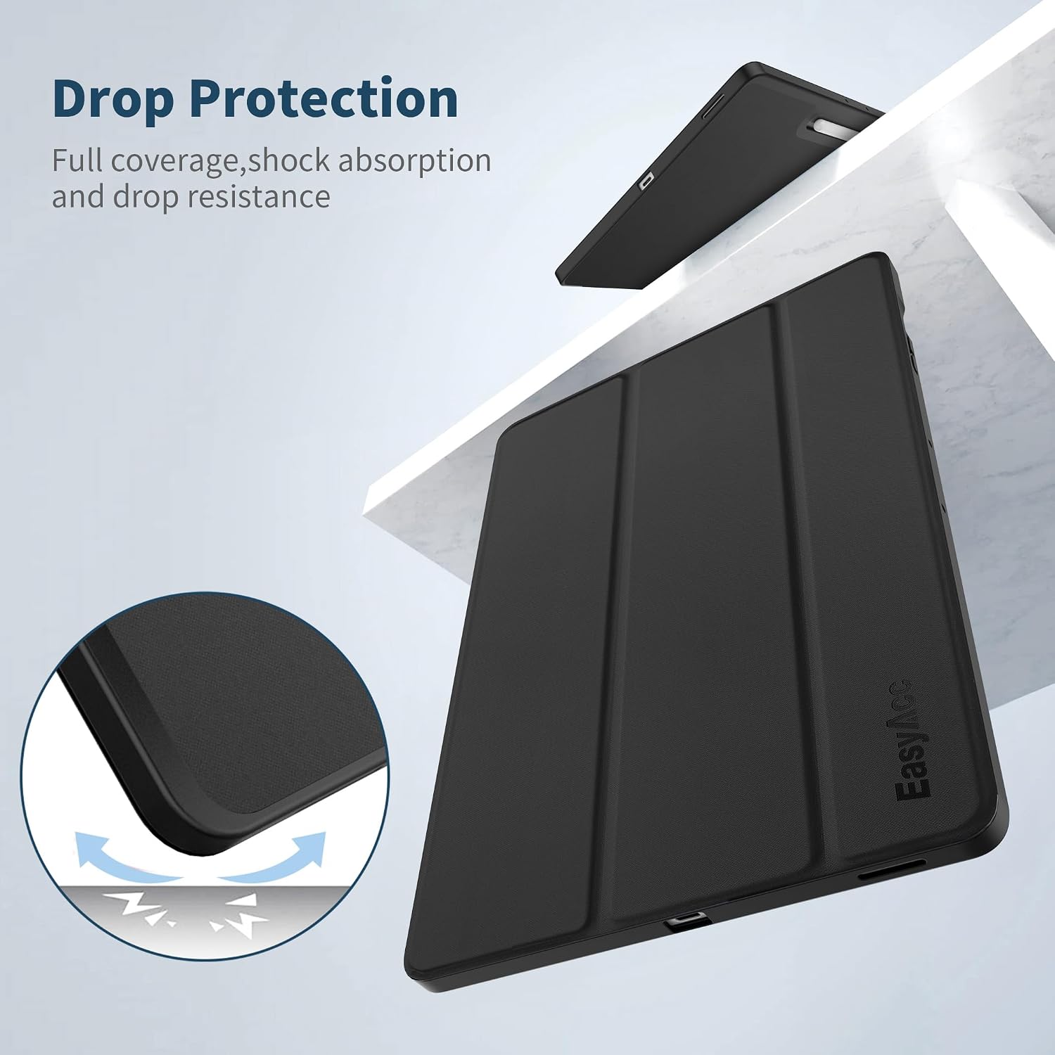 Detalle de EasyAcc Schutzhülle für Samsung Galaxy Tab S10 FE+ 13,1 Zoll (SM-X620/SM-X626) mit S-Pen-Halter und Standfunktion – ultra-dünn, Schwarz