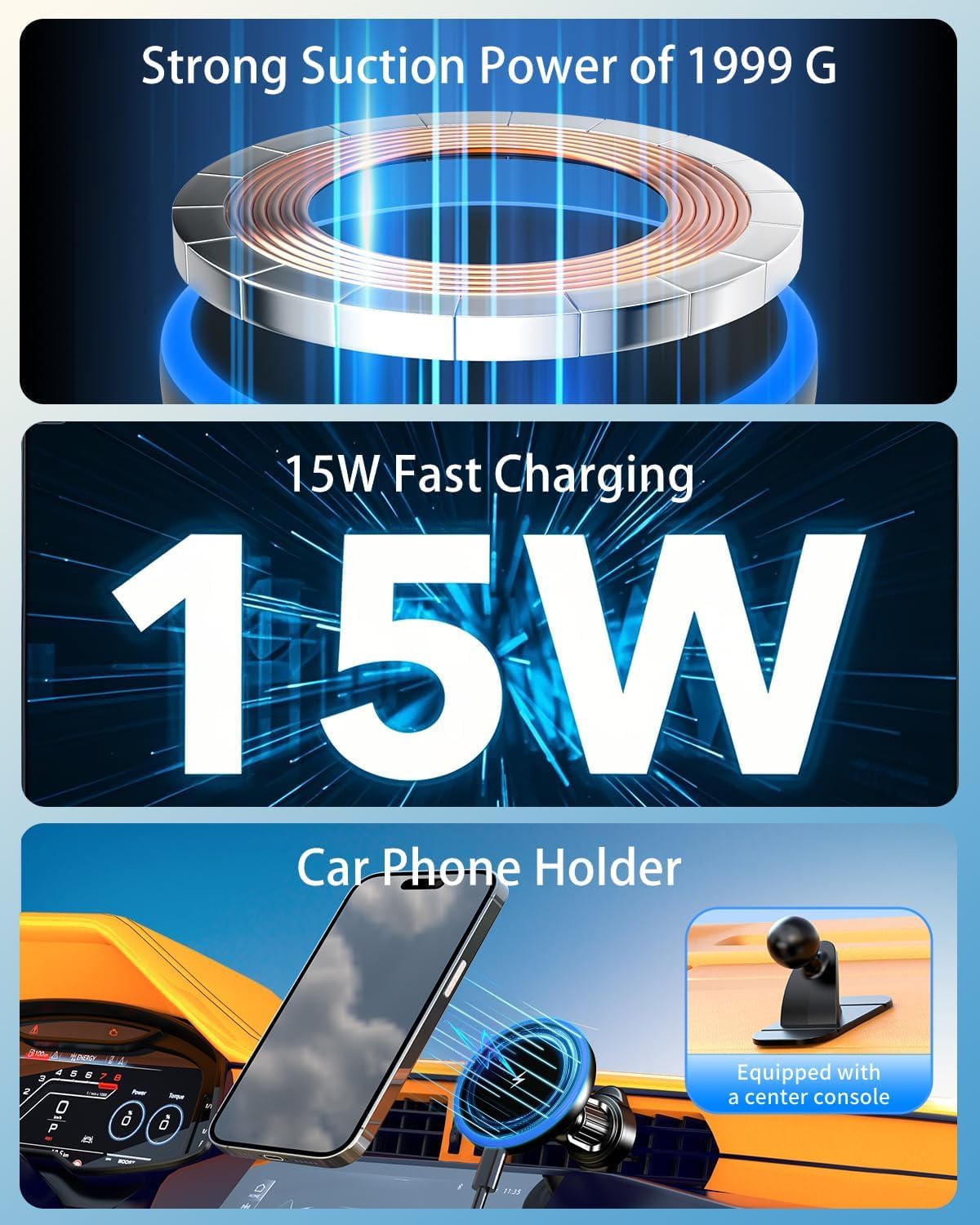 Thumbnail 1 de MagSafe Car Mount Charger 3‑in‑1 Wireless Car Charger