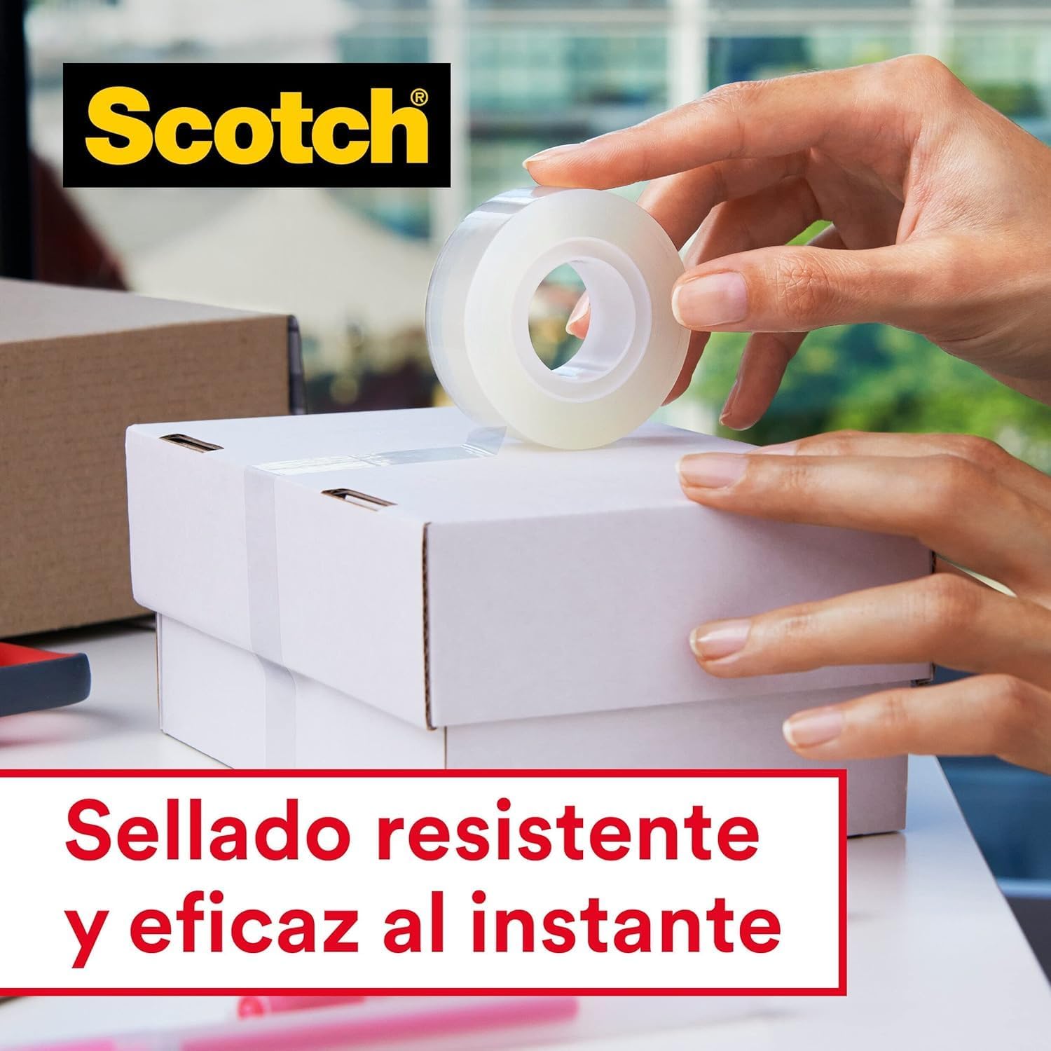 Detalle 2 de Scotch Crystal Tape Nastro Adesivo Trasparente – 8 Rotoli, 19 mm x 33 m