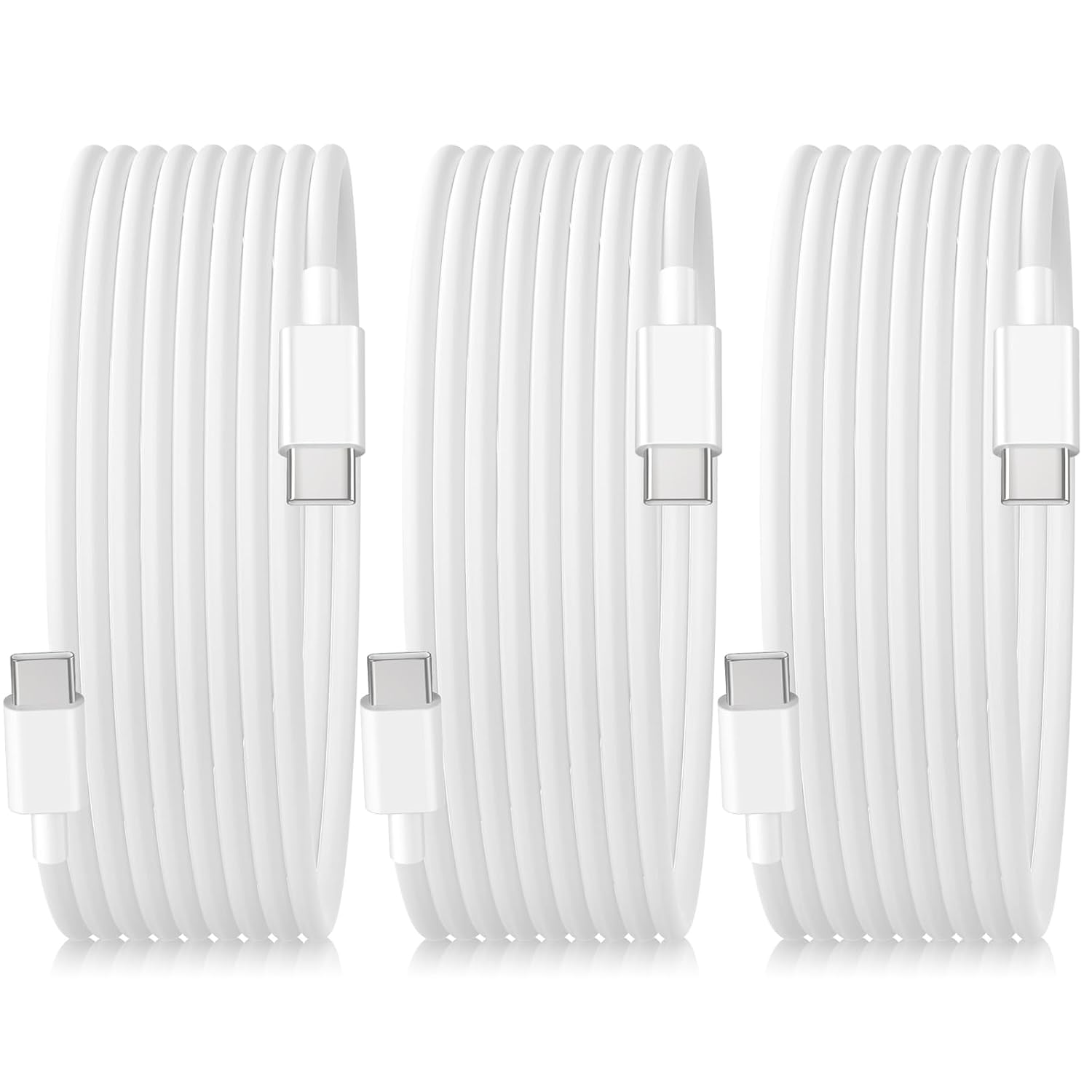 Detalle de JIUWFOX 3Pack 10 ft USB C to USB C Cable — 60W Fast Charging & Durable 3-Pack