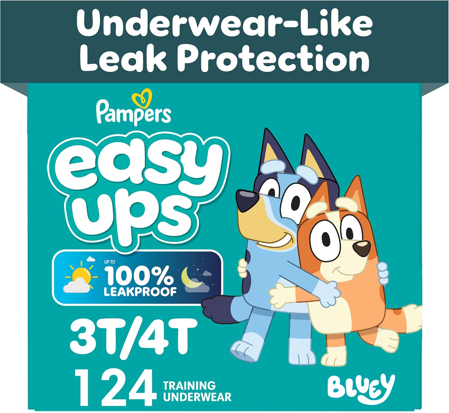 Pampers Easy Ups Potty Training Pants, Size 5 (3T-4T), Bluey Absorbent Training Underwear – 124 Count