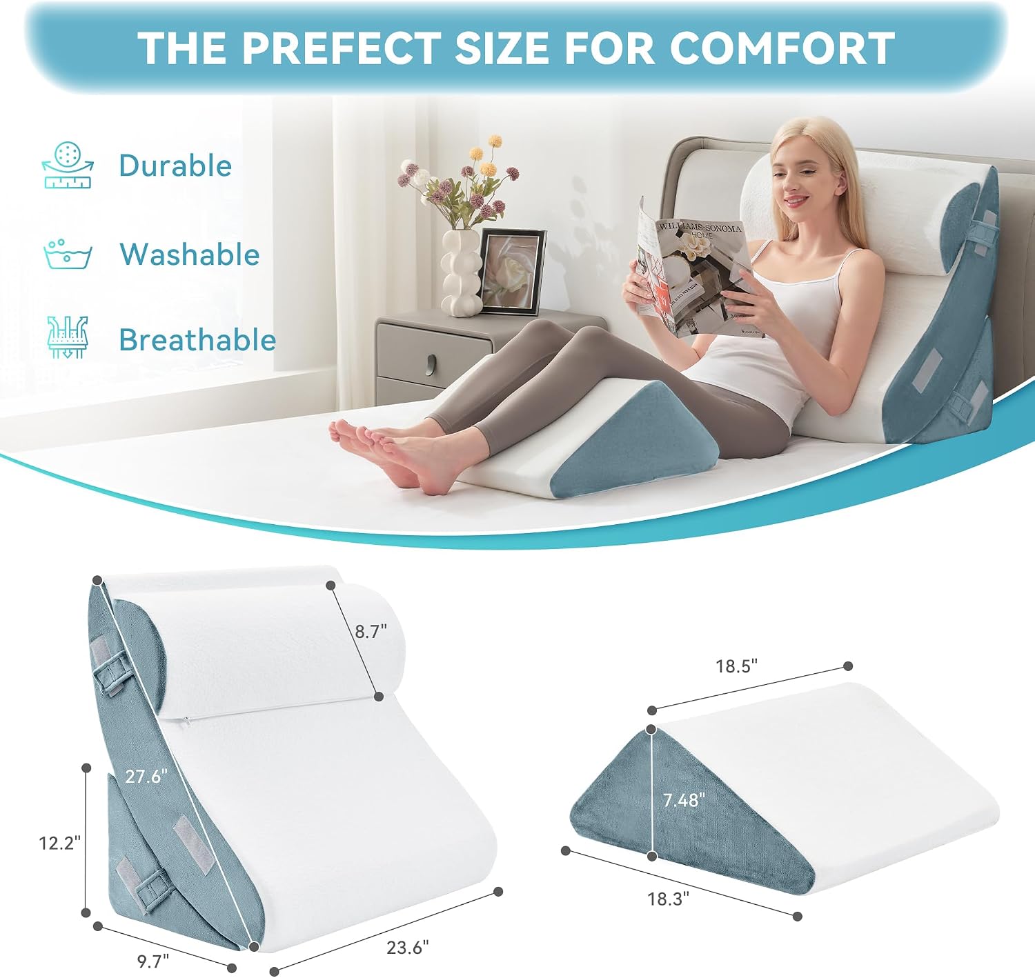 Thumbnail 4 de Kingfun 4-Pc Orthopedic Wedge Pillow Set ⚙