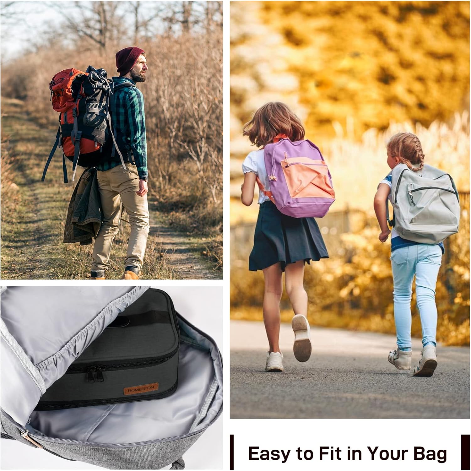 Thumbnail 6 de HOMESPON Expandable Insulated Lunch Bag (Black) – foldable lunch box holder with handle