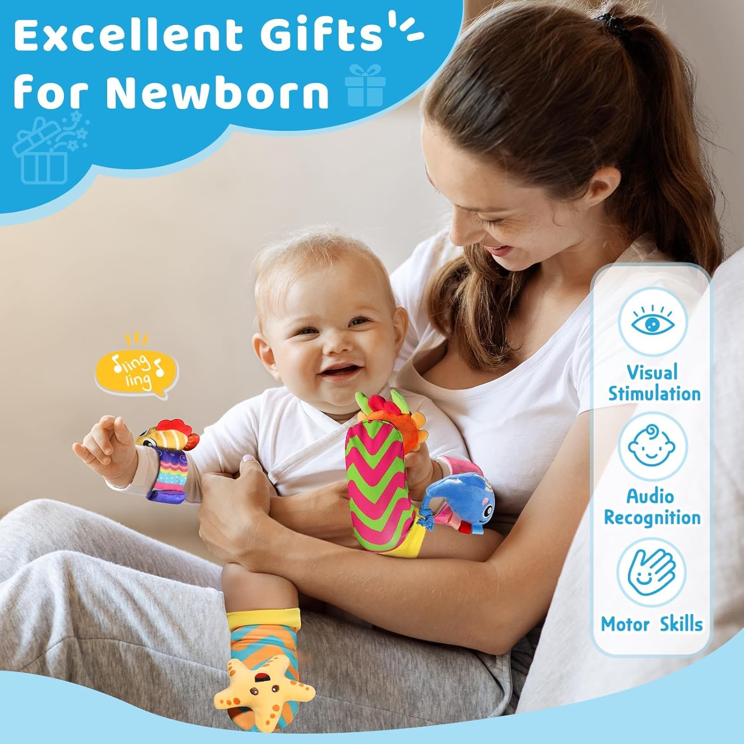 Thumbnail 6 de URMYWO Wrist Rattles for Baby 0-12m