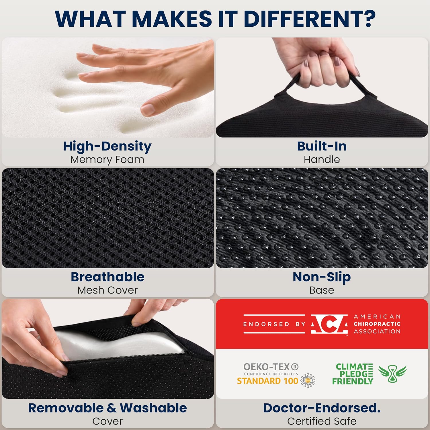 Detalle 2 de Seat Cushion for Office Chairs Tailbone Coccyx Pain Relief