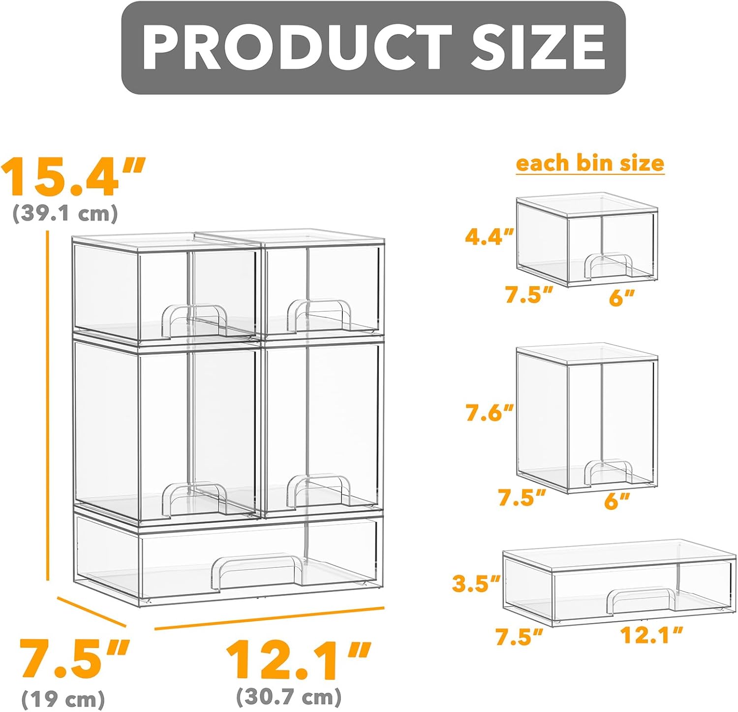 Thumbnail 1 de SpaceAid Bottle Storage Organizer Baby – Acrylic 5-Pack Drawer Station (2S2M1L), 15.4" High