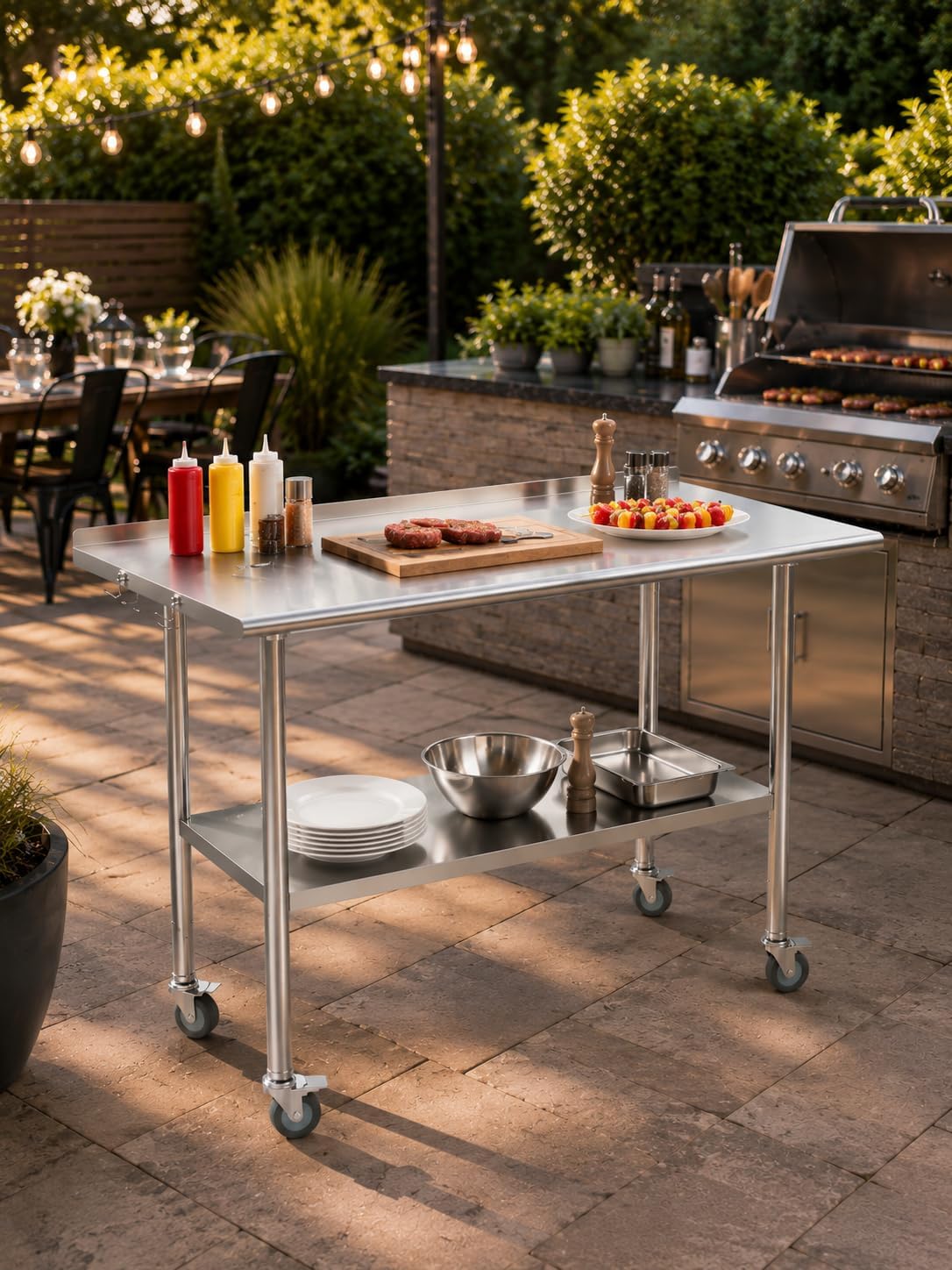 Thumbnail 6 de Atelicf ATE301 Stainless Steel Prep Table, 24 x 36 in with Backsplash & Casters