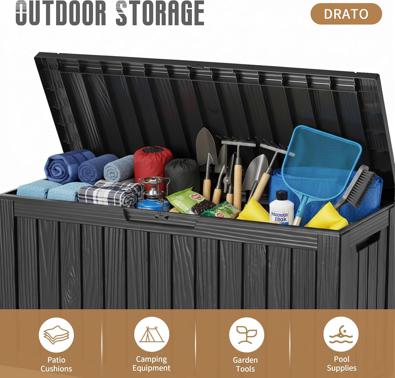 Detalle de DRATO Outdoor Deck Box 165 Gallon
