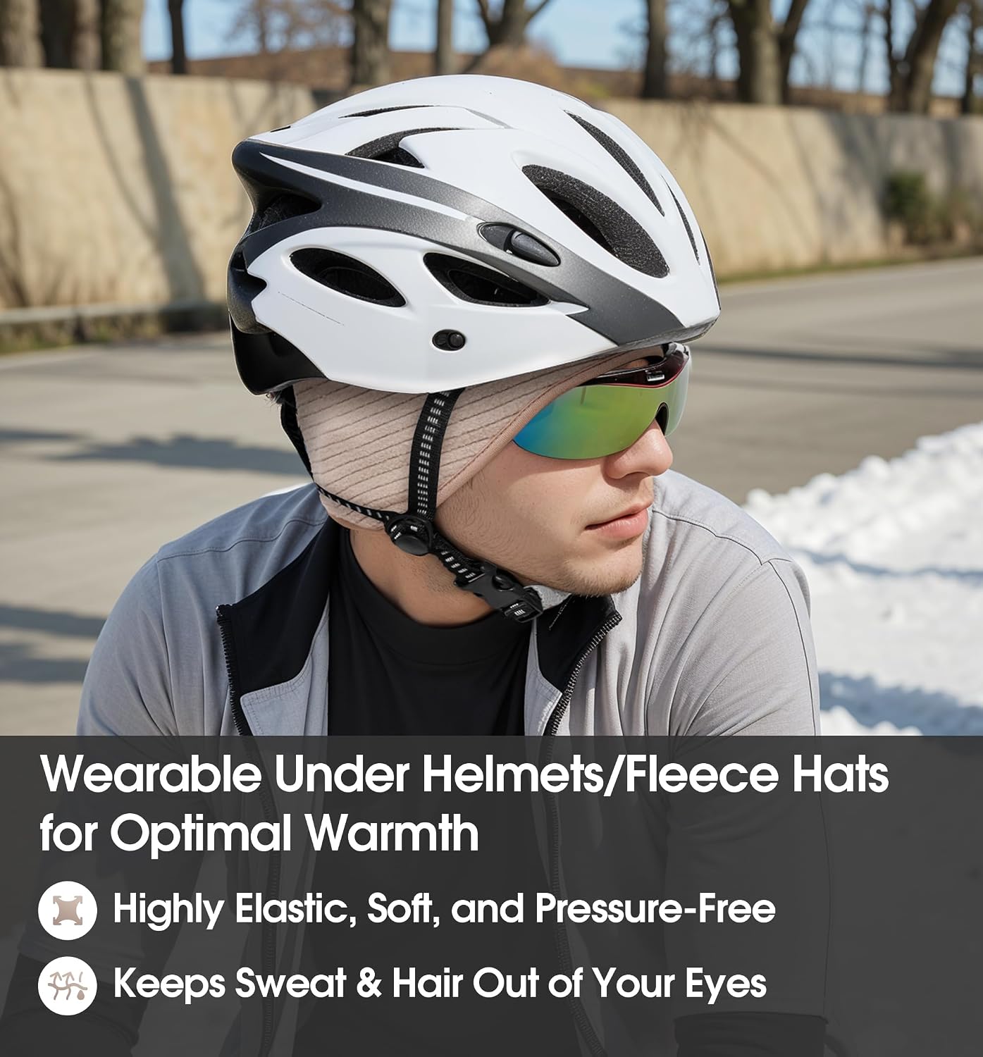 Detalle de SUNMECI Grid Fleece Ear Warmer Headband, Lightweight Stretch Fit