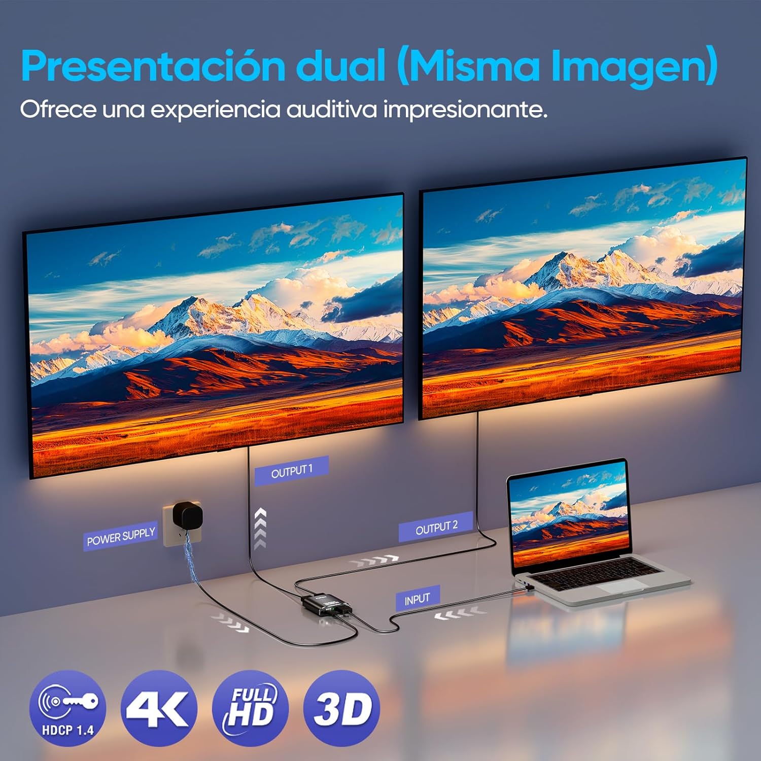 Thumbnail 4 de Pupow HDMI Splitter 4K 60Hz 1 entrada 2 salidas