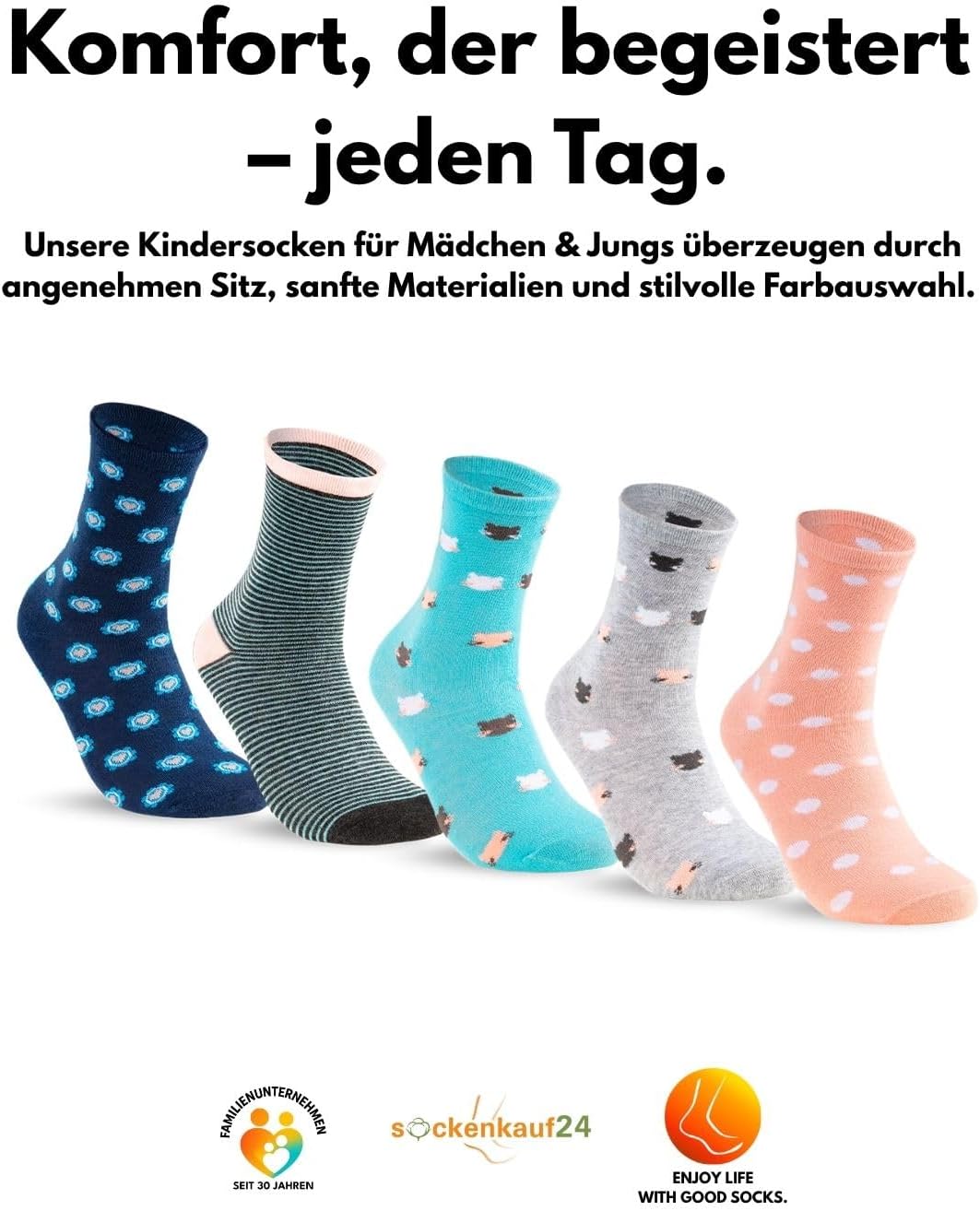 Thumbnail 5 de 10 Paar Kinder Socken für Jungen & Mädchen aus Baumwolle – robust, elastisch und rutschfest