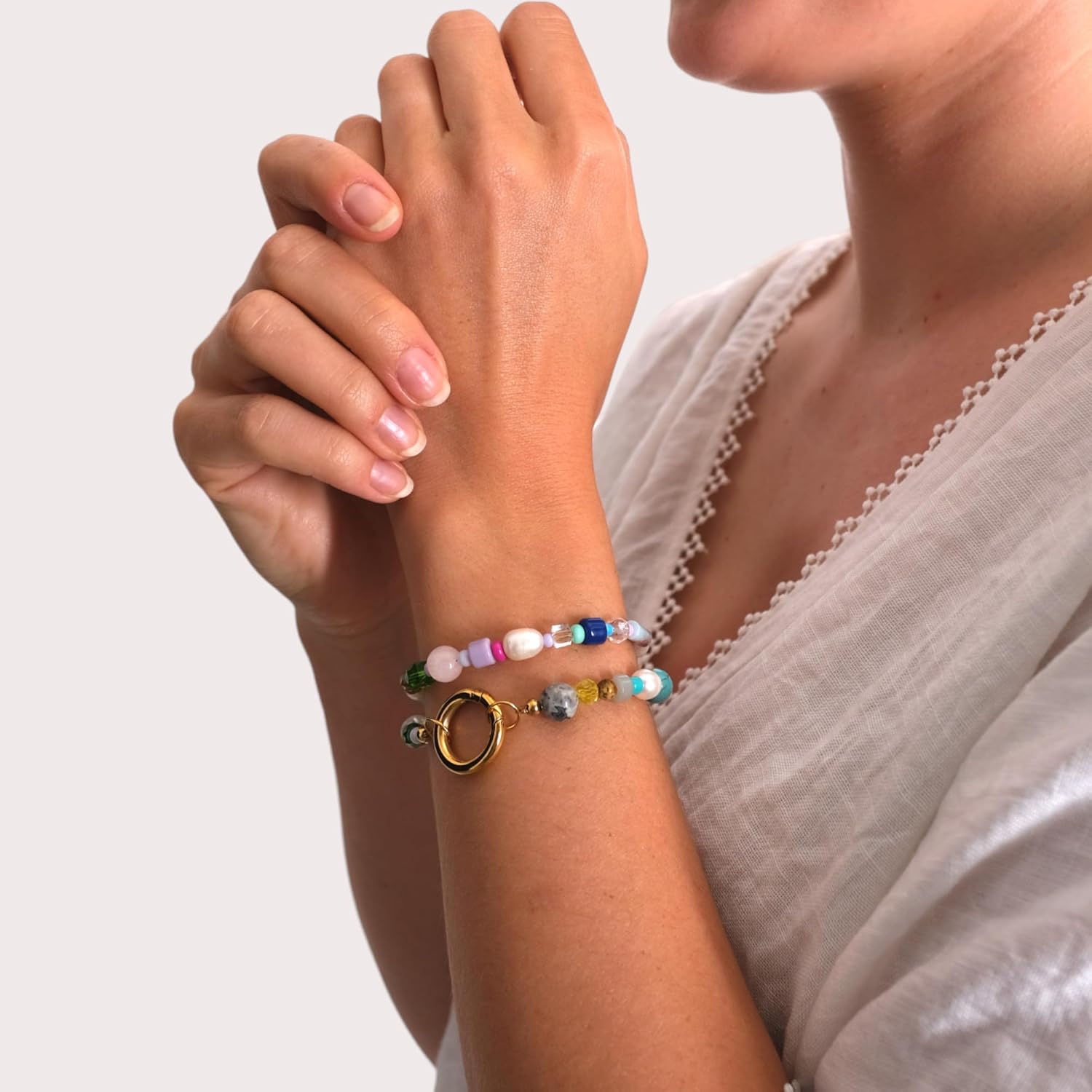 Thumbnail 3 de happymaker – Perlenkette Damen bunt mit echten Süßwasserperlen und Glasperlen, handmade in Deutschland