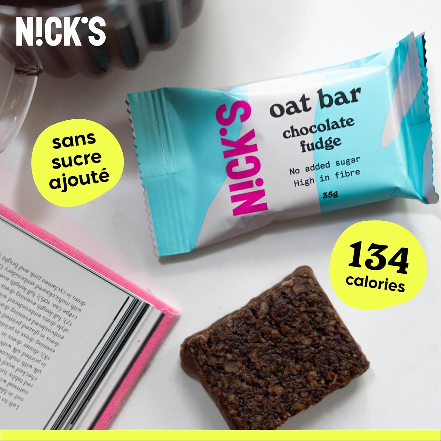 Thumbnail 2 de N!CK’S NICKS Barre d’avoine fudge au chocolat (flapjack) – sans sucre ajouté, riche en fibres – 12x35 g