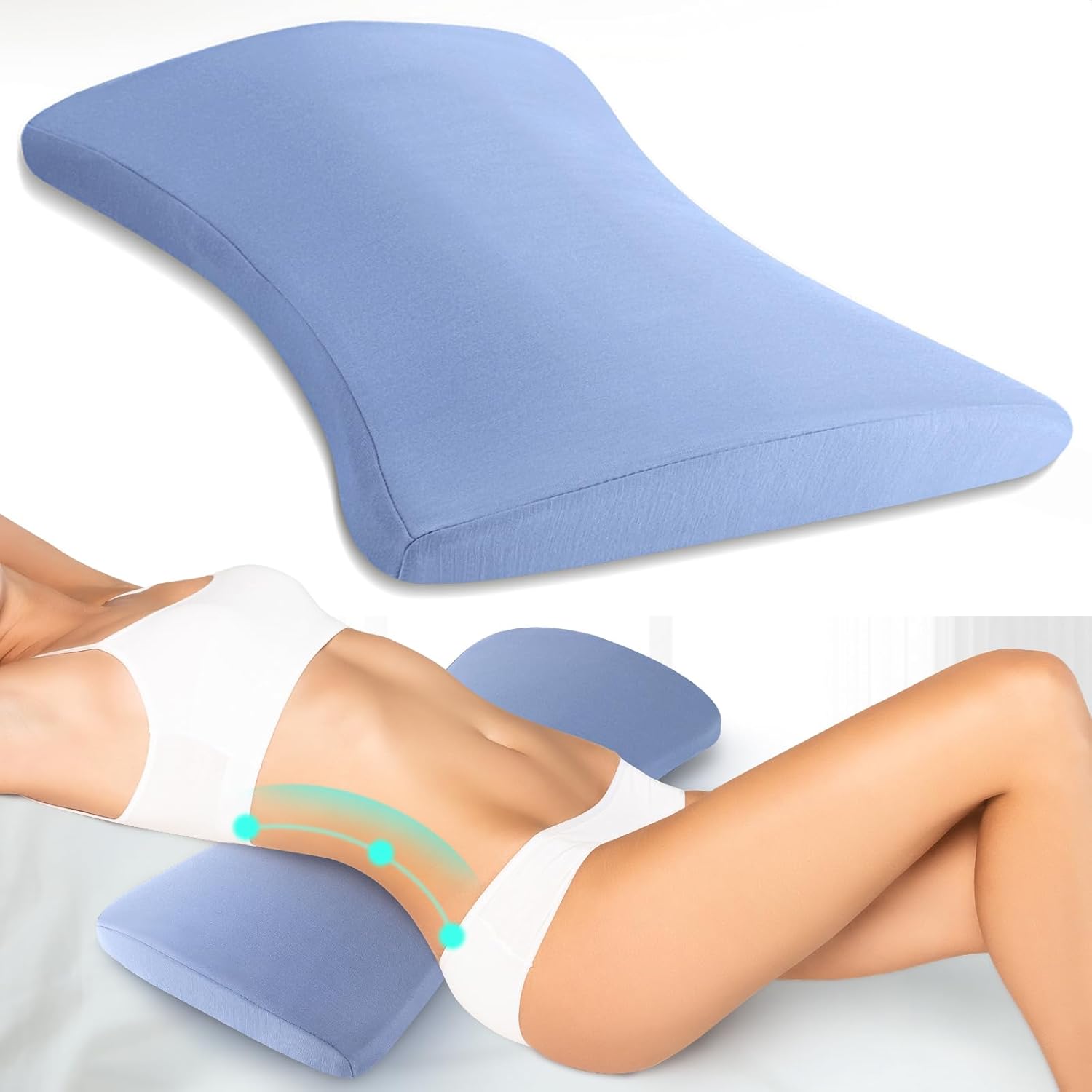 Detalle de Hydomi lumbar support pillow for bed relief back pain – memory foam waist bolster for side, back & stomach sleepers
