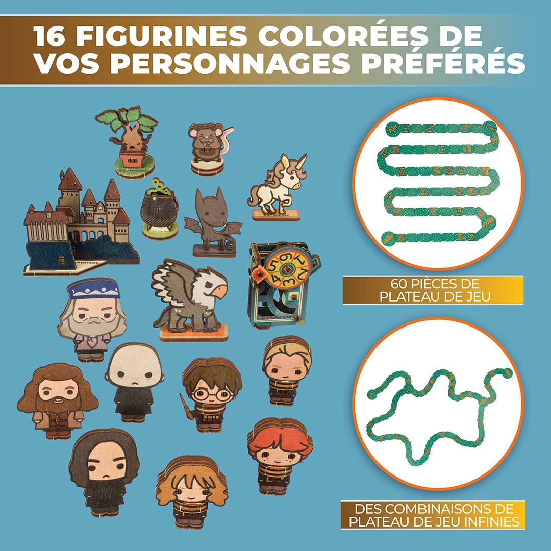 Detalle de UGEARS Harry Potter Calendrier de l'Avent 2025 – Road to Hogwarts, Puzzle 3D en Bois avec 16 Figurines et 60 Pièces