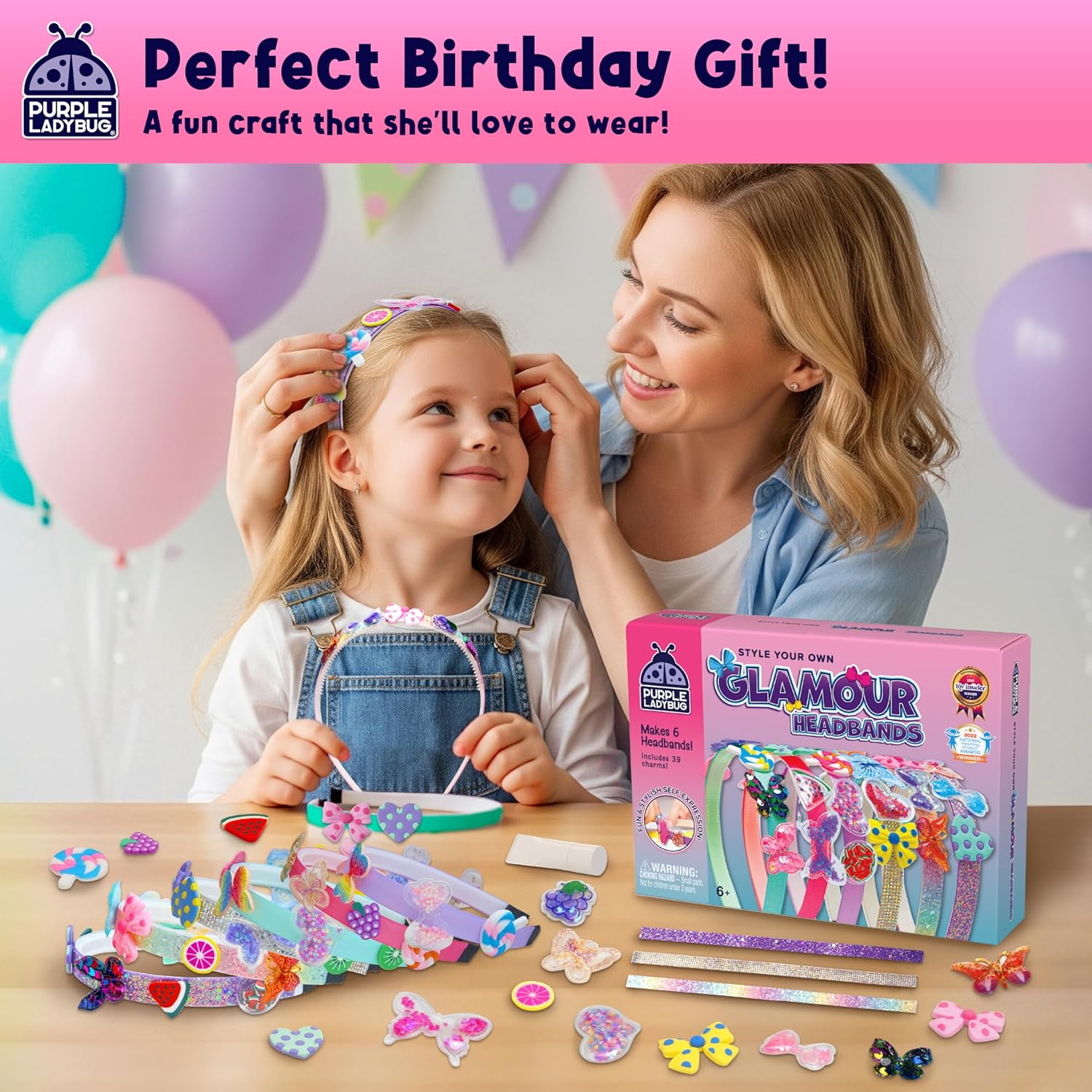 Detalle de PURPLE LADYBUG headband making kit for kids