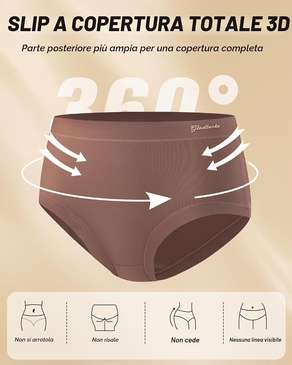 Detalle de Gladbecke mutande da donna in bambù a vita alta (confezione da 5)