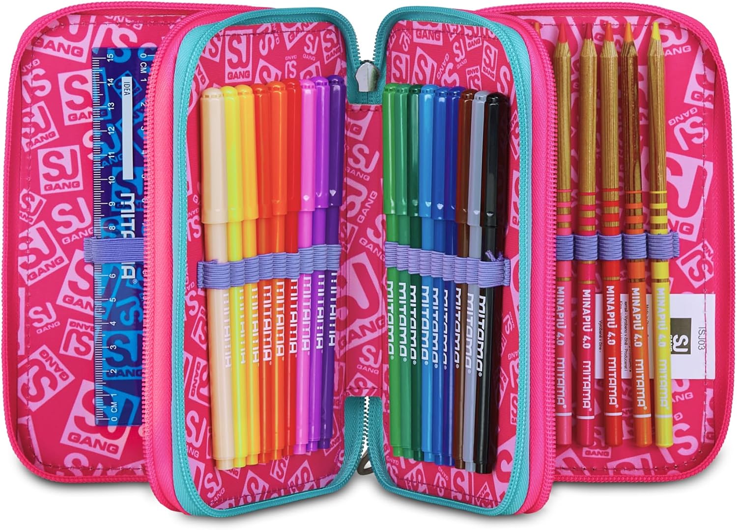 Thumbnail 1 de SJ GANG STYLE JAM GANG Trousse Scolaire 3 Zip – Rose, Triple Compartiment et Ensemble complet pour l’école primaire