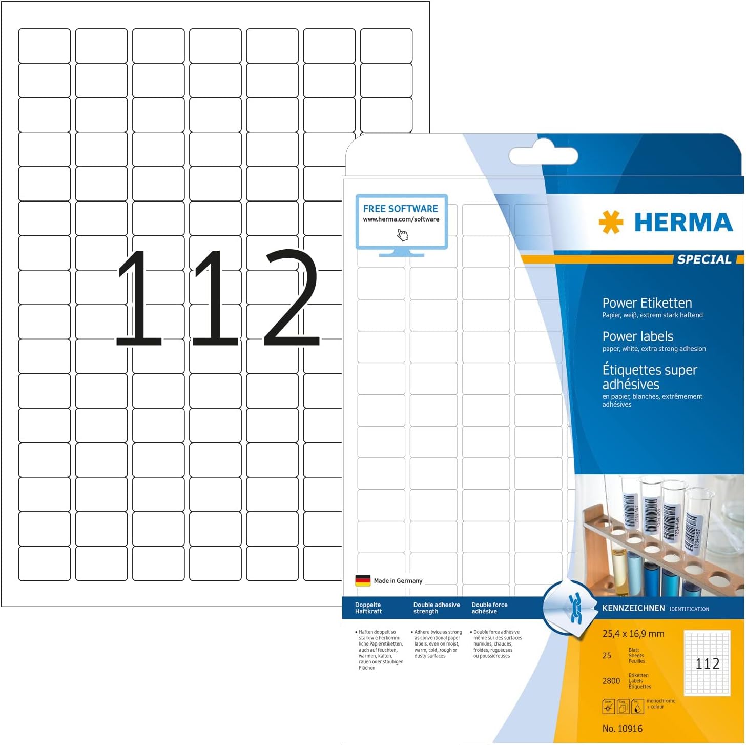 Detalle de Herma Special A4 25,4x16,9 mm Extra Fort Adhésion – Etiquettes blanches (Lot de 2800)
