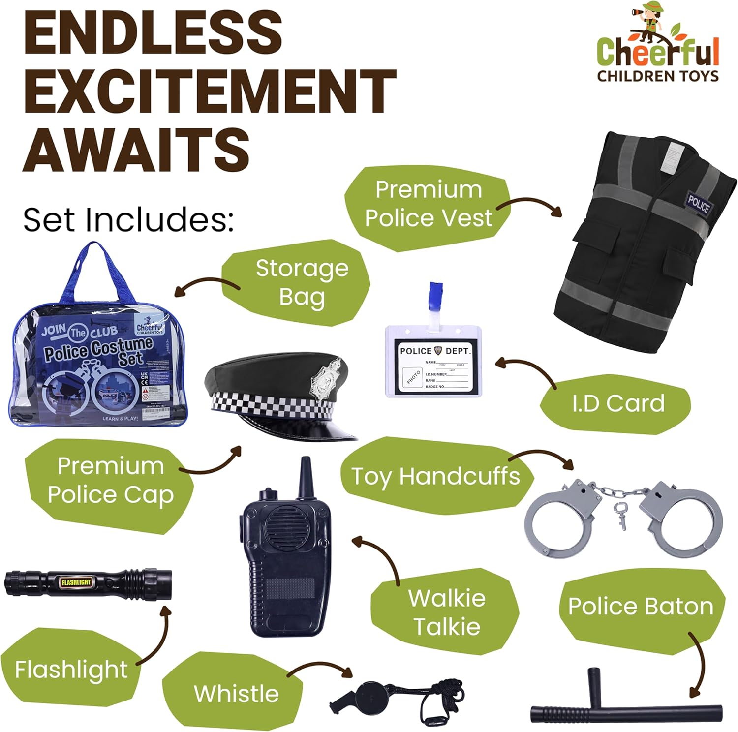 Thumbnail 1 de Cheerful Children Police Costume Set 3-7
