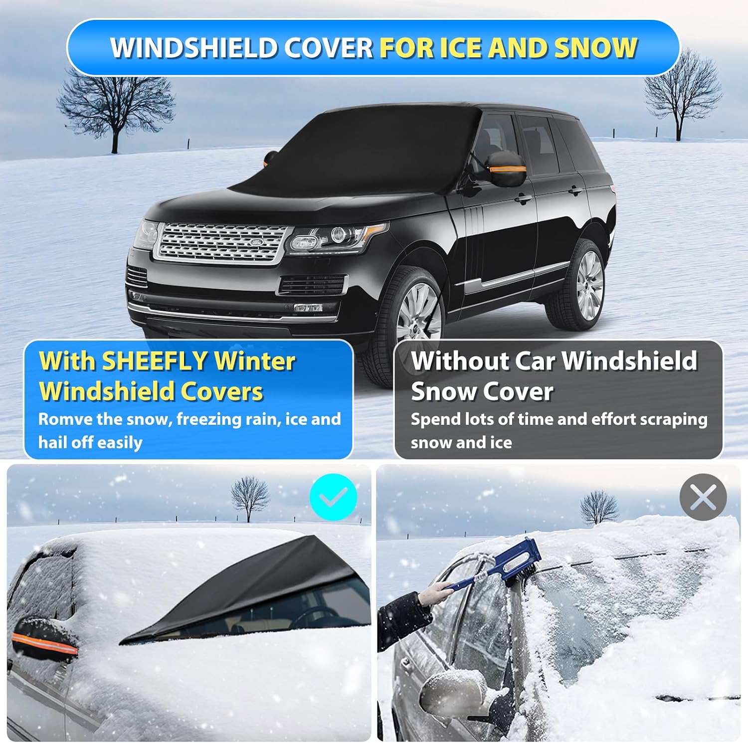 Detalle 2 de SHEEFLY 195 x 120 cm windscreen cover for snow