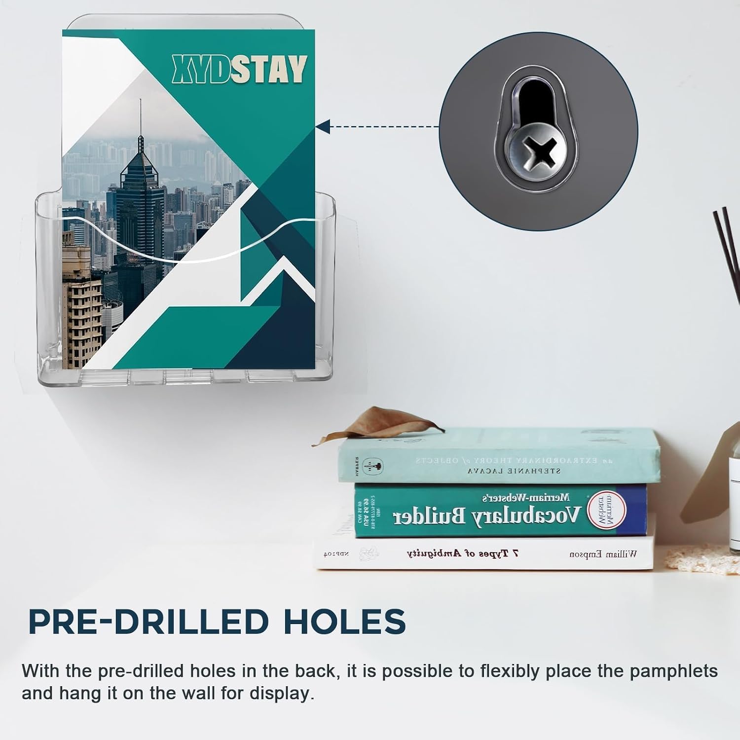 Detalle de xydstay Acrylic Brochure Holder, 8.5 x 11, Clear, 2-Pack