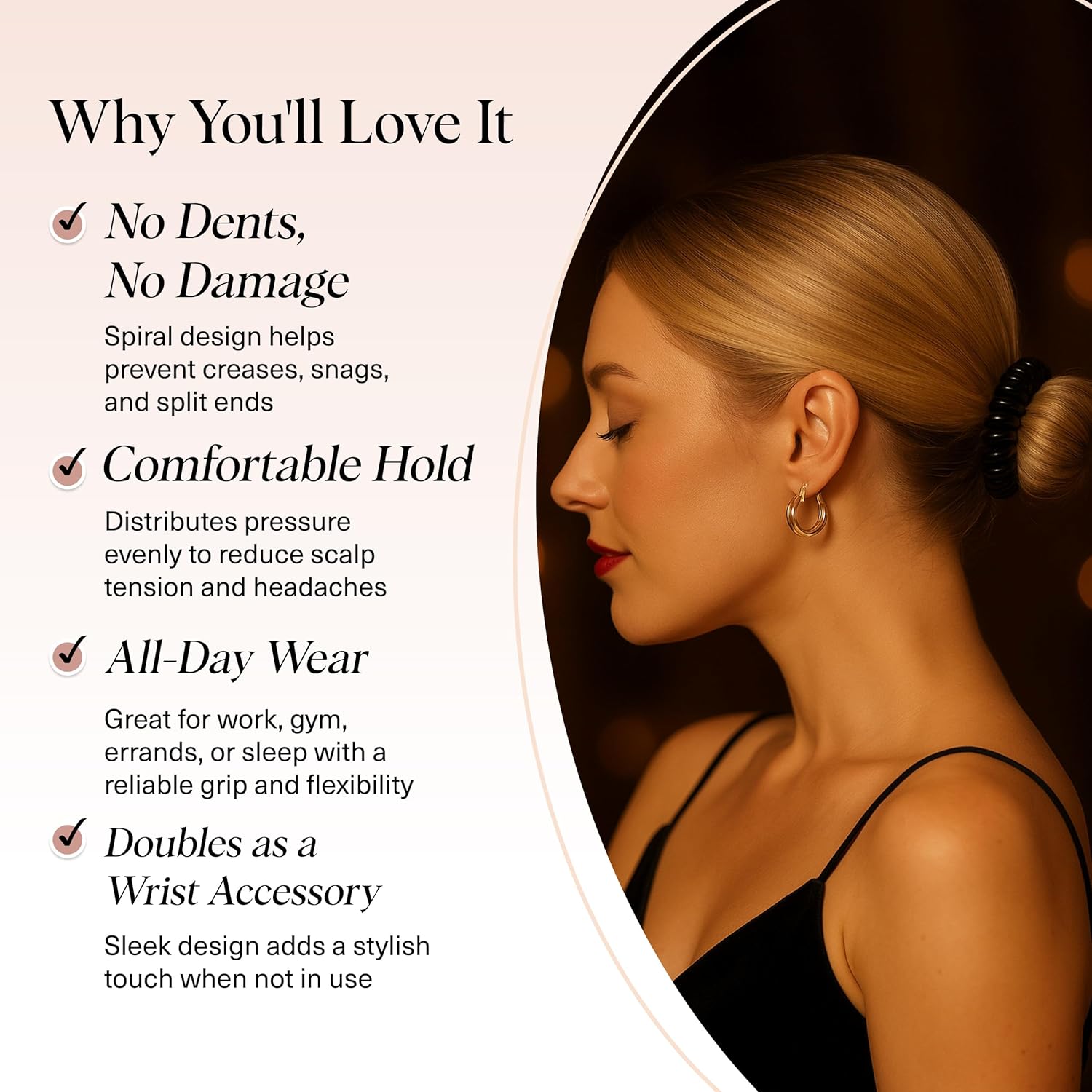 Thumbnail 2 de Kitsch lot de 8 élastiques à cheveux en spirale (imperméables, sans dommages) – marron