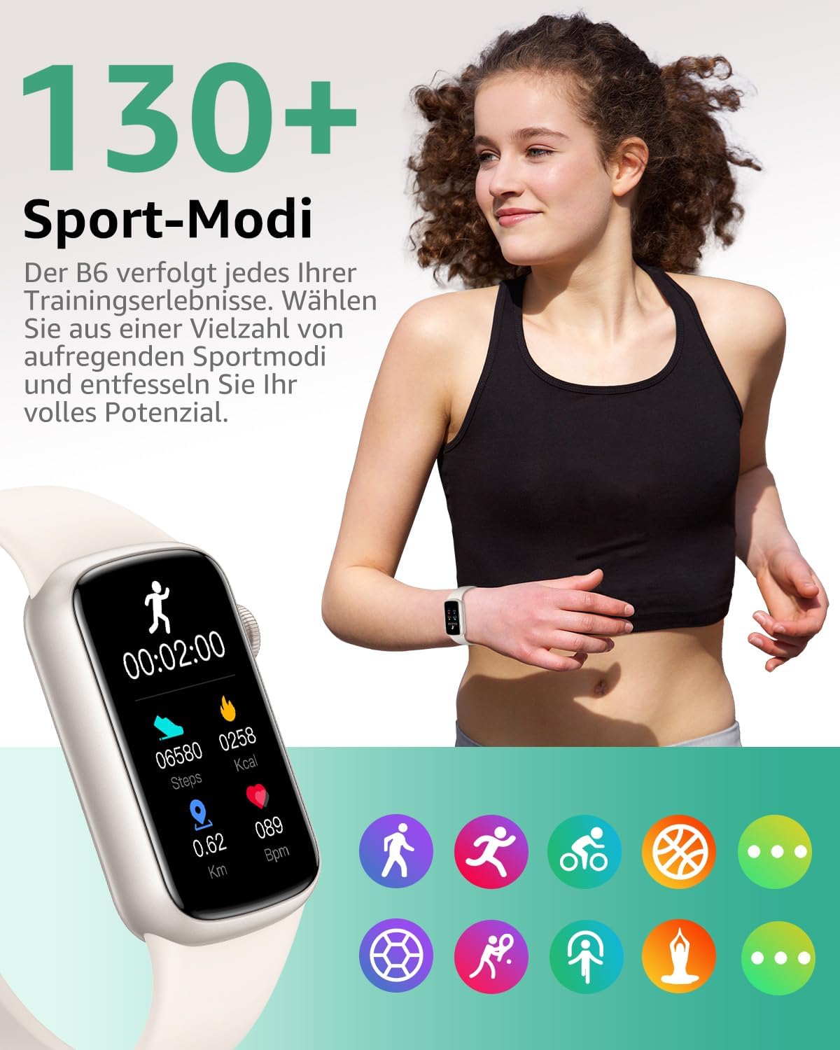 Thumbnail 2 de BUTFORFIT Fitness Tracker – 1,47 Zoll HD-Display, IP68, Schlafmonitor und 130+ Modi