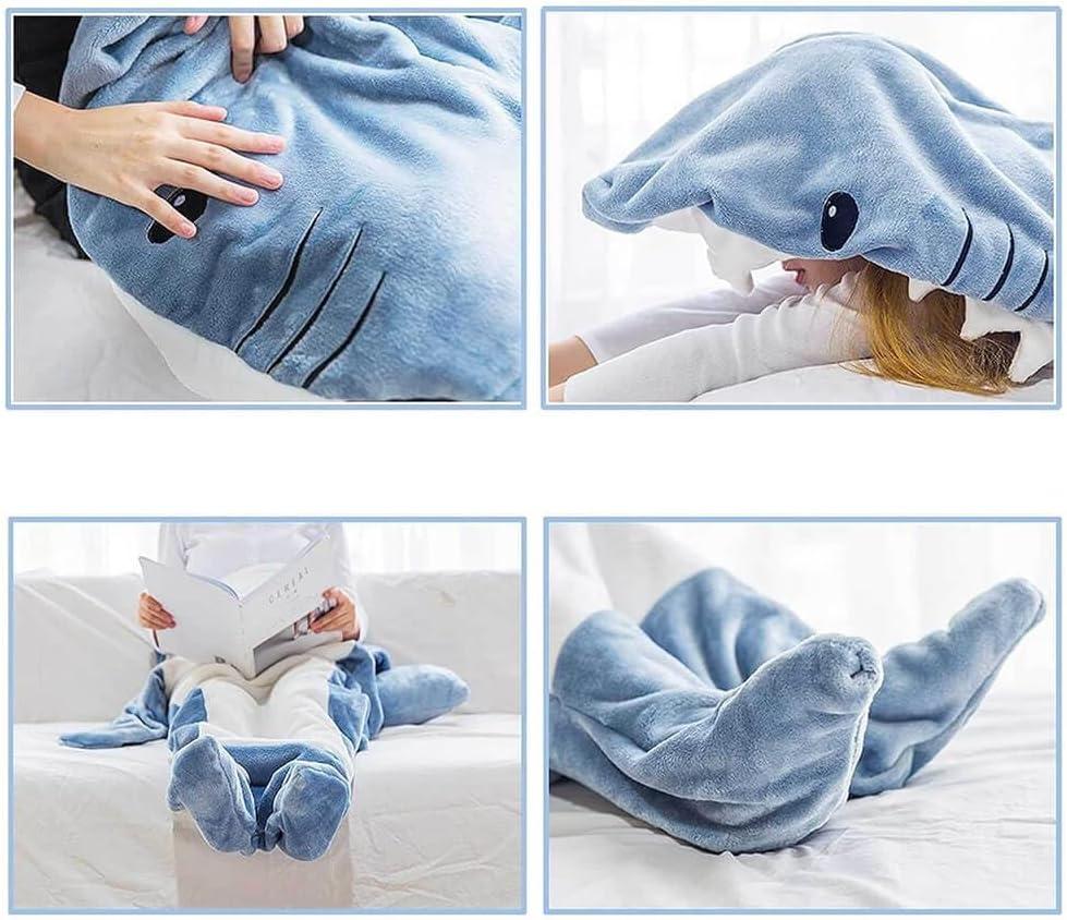 Thumbnail 6 de Gudina Shark Blanket Hoodie Onesie, Adult XL Flannel Sleeping Bag
