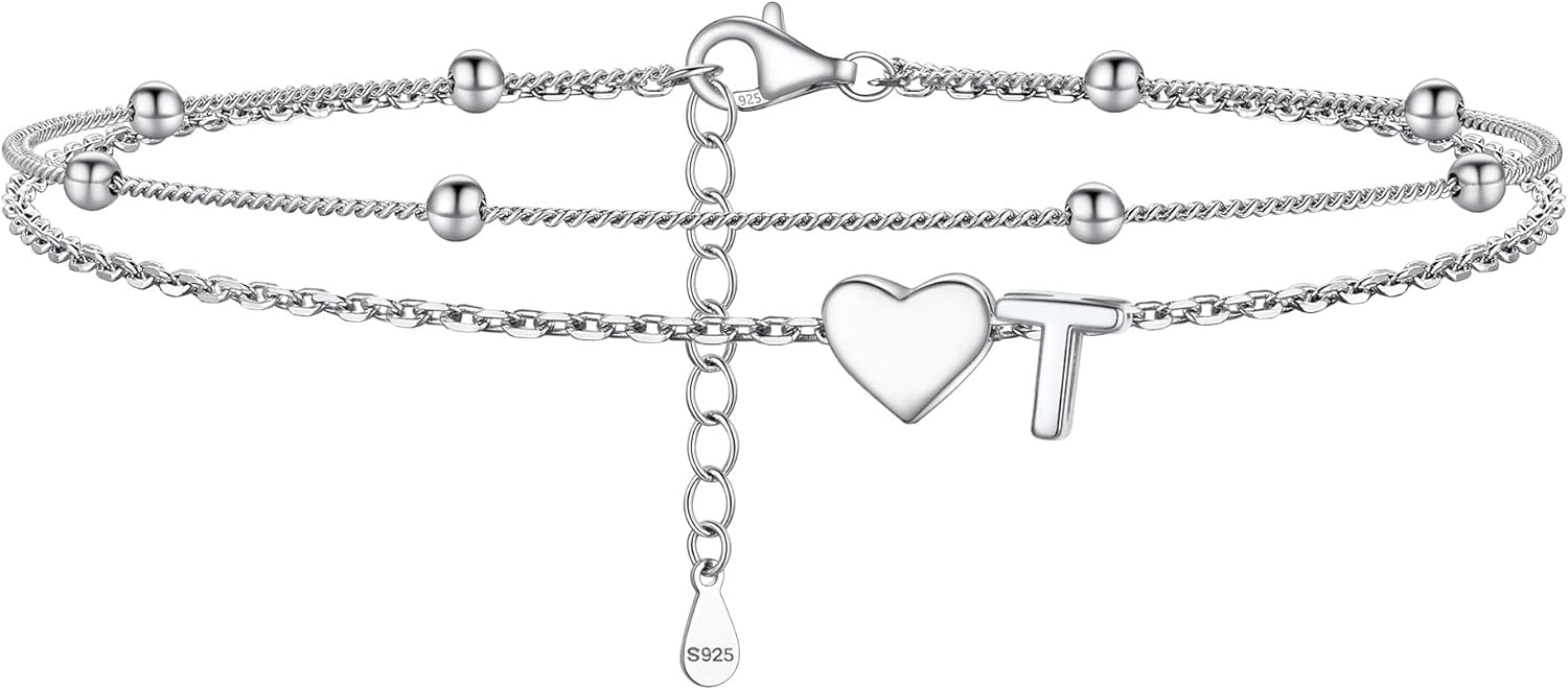 Thumbnail 6 de PROSILVER Women Sterling Silver Heart Anklet with A-Z Initial Charm