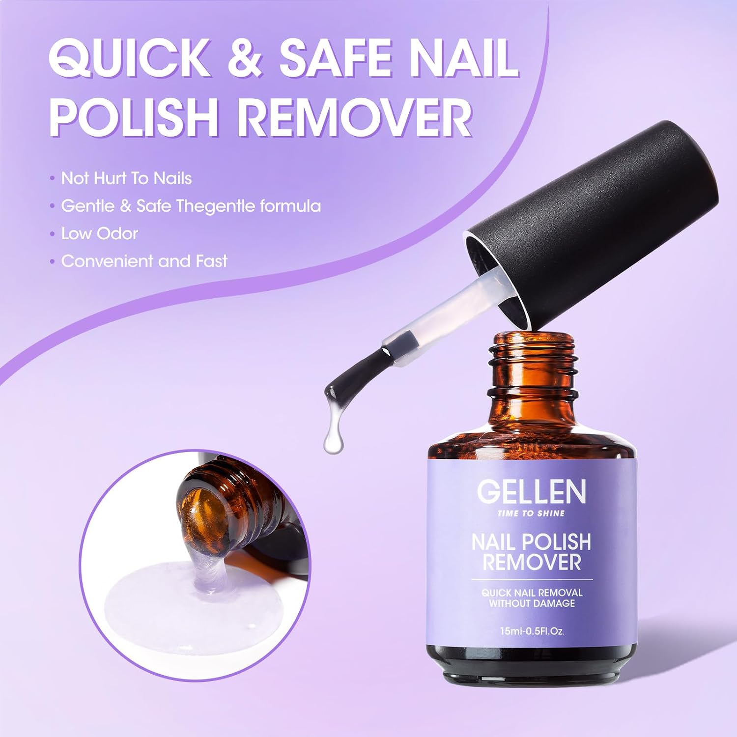 Thumbnail 4 de Gellen Gel Nail Polish Remover, 2 × 15 mL, No-Soak 3–5-Minute Formula