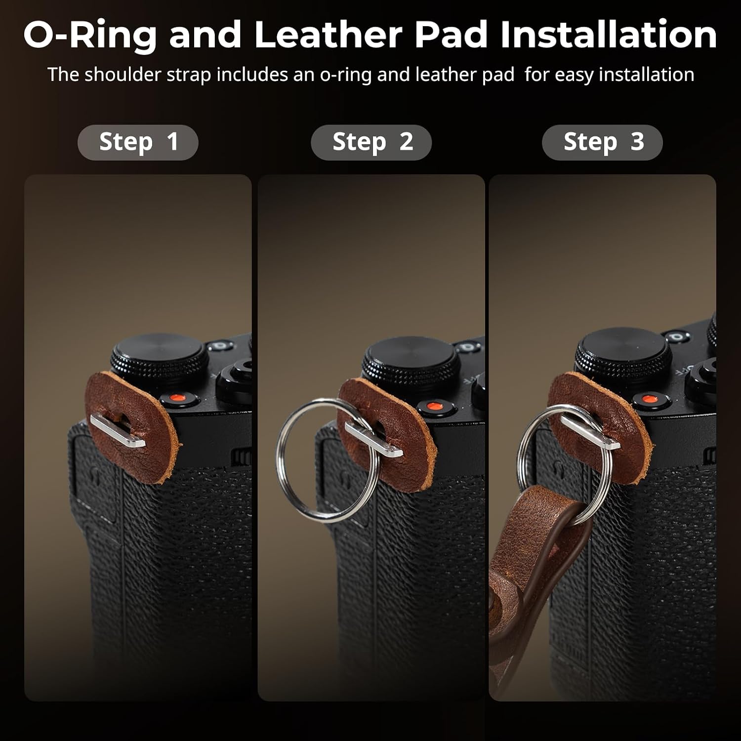 Detalle de SMALLRIG verstellbarer Shoulder Strap für Kamera mit O-Ring und Lederpolster (110 cm, geflochtener Nylon-Schultergurt)