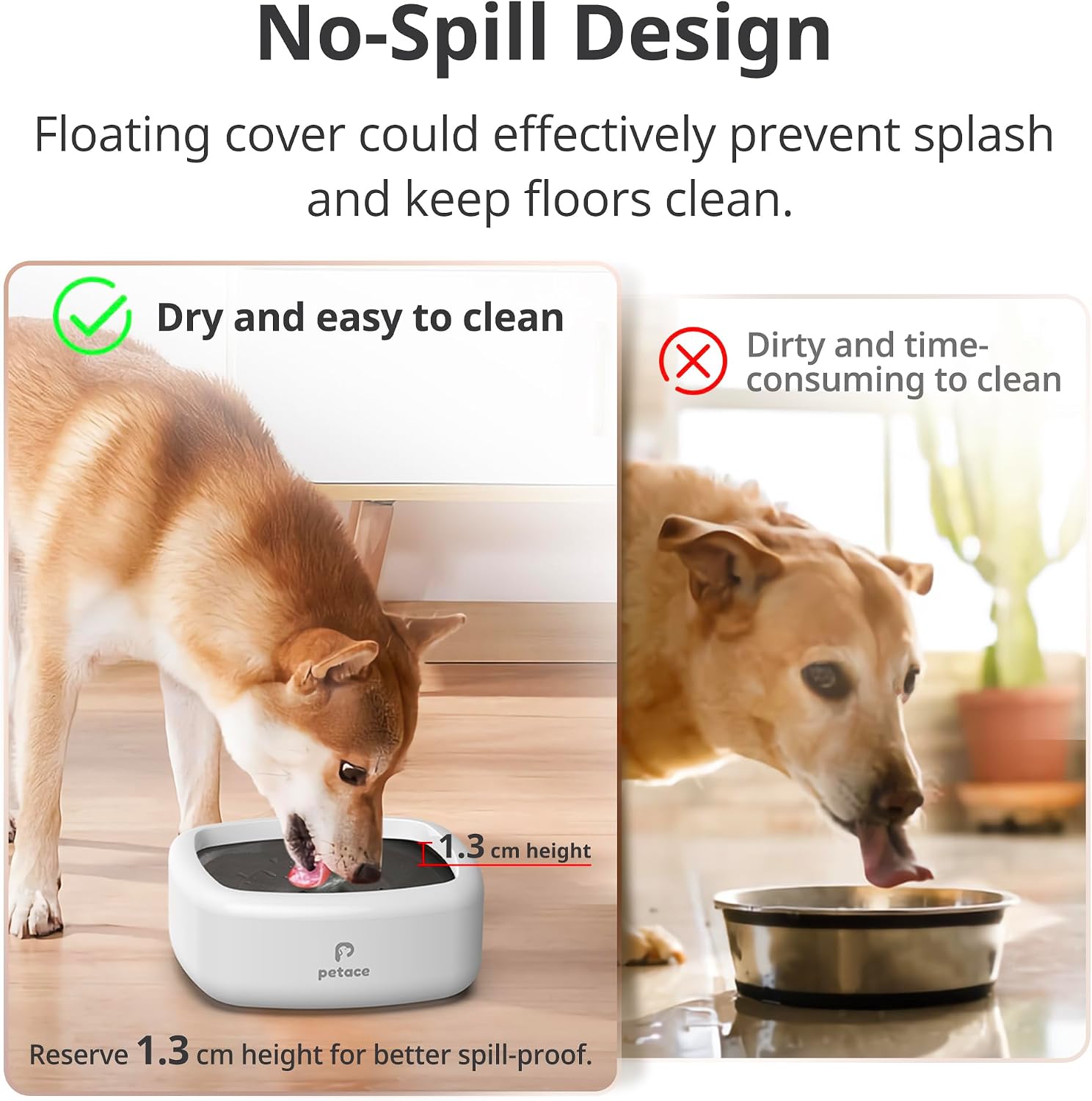 Thumbnail 1 de Petace Dog Water Bowl: 1.3 L Non-Spill, Splash-Proof & Slow-Feeder for Dogs