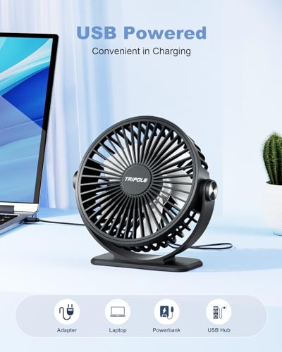 Thumbnail 2 de TriPole USB Desk Fan: 3-Speed Portable, Ultra-Quiet with 360° Rotation