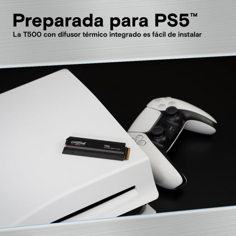 Detalle 2 de Crucial T500 1TB SSD NVMe PCIe Gen4 con disipador 💾