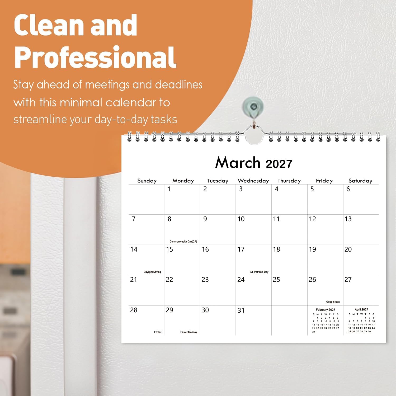 Detalle 2 de Riobat 8-11-h-black 18-Month Wall Calendar, January 2027 to June 2028