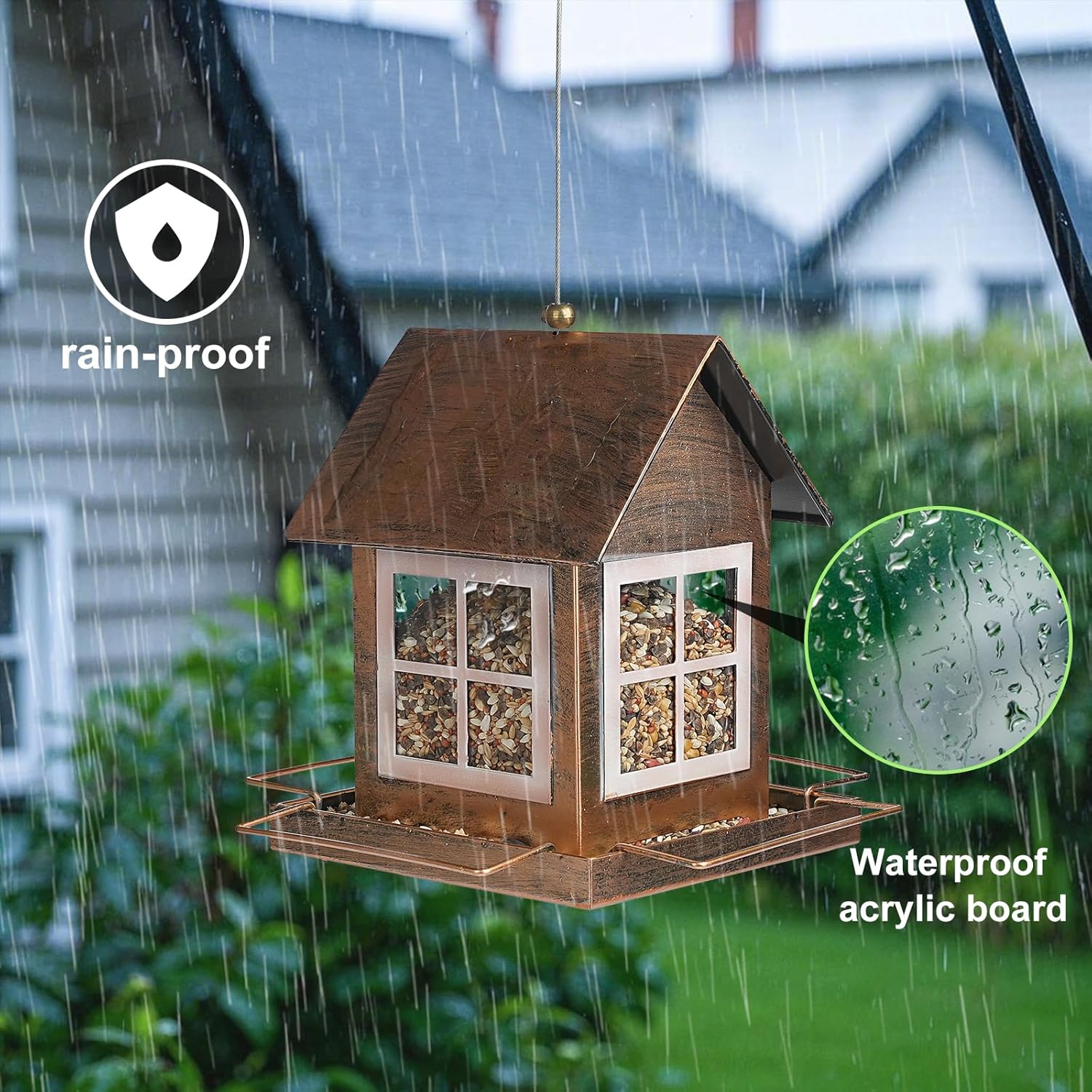 Detalle de IWTTWY Bird Feeder Hanging: Heavy Duty Metal, Squirrel-Proof, Large Capacity