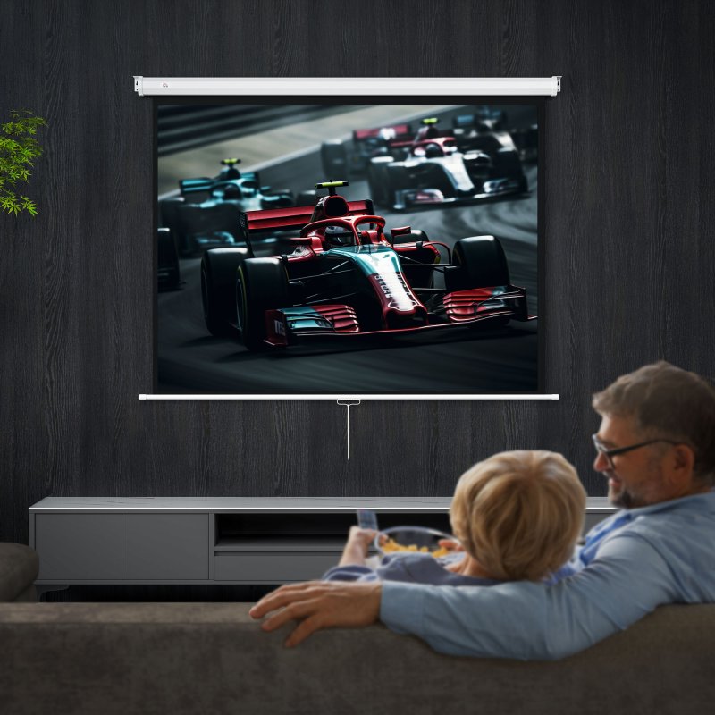Detalle 2 de HOMCOM Pantalla de Proyector 84" (4:3) 4K, montaje en pared o techo