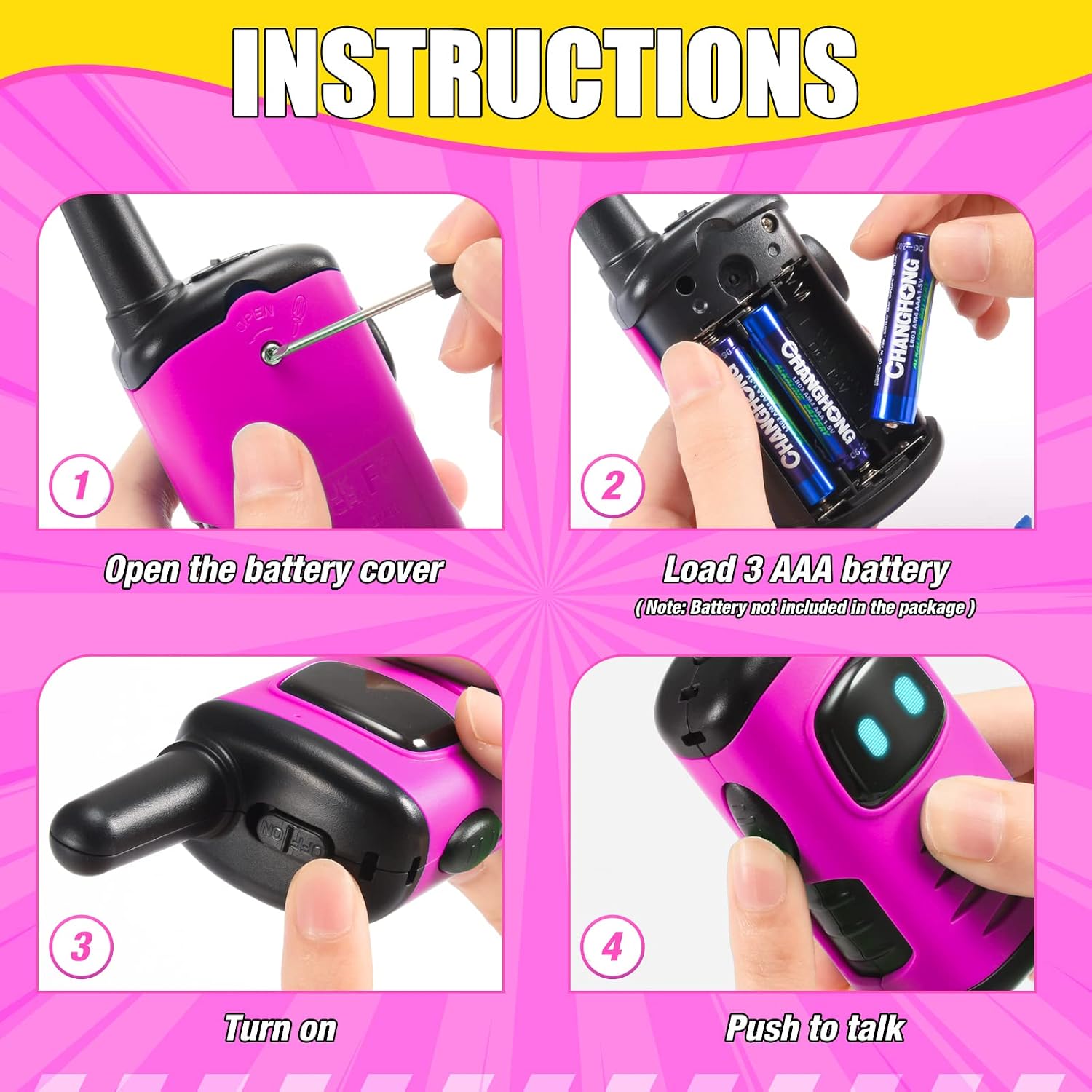 Thumbnail 3 de EUTOYZ Walkie Talkie for Kids (4–8 year olds) – Pink, Durable Outdoor Toy Set