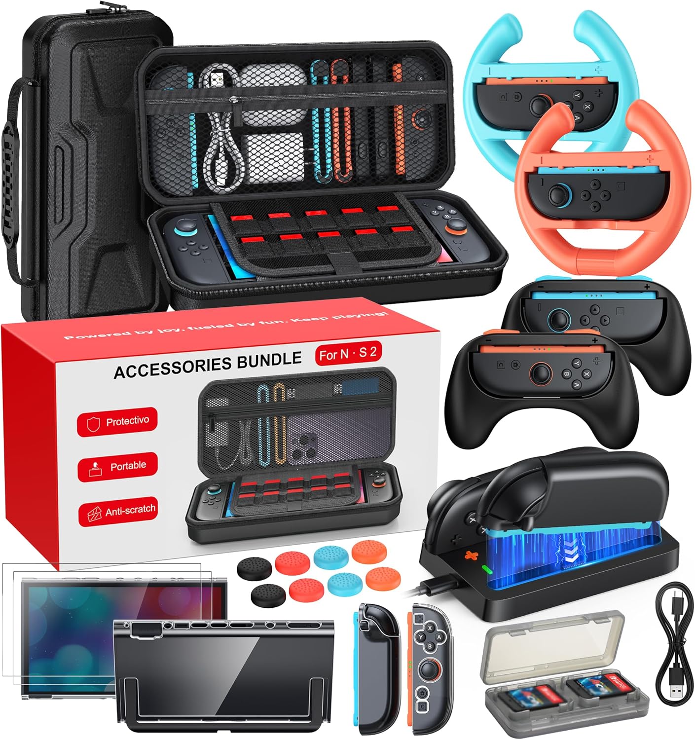 Detalle de 20 in 1 Switch 2 Accessories Bundle with Hard Case