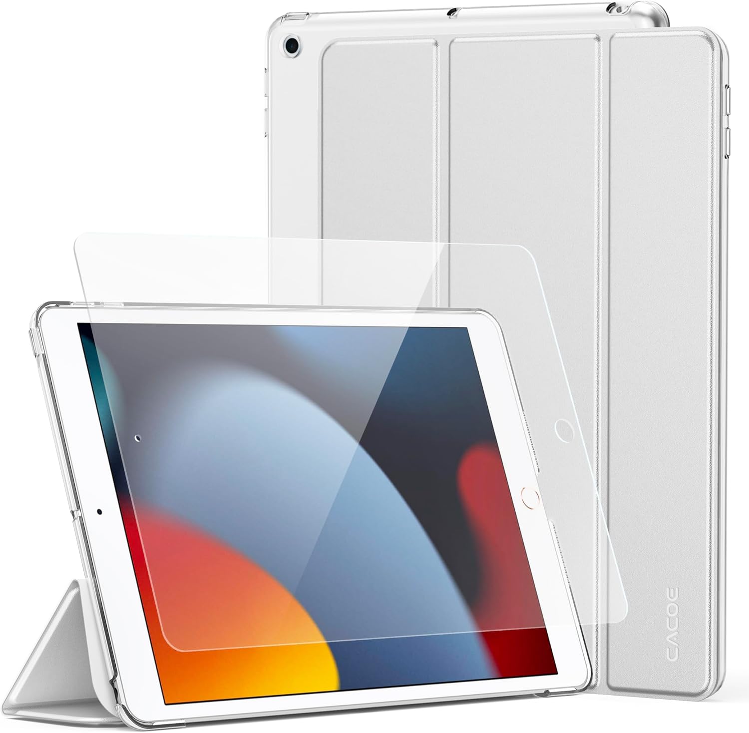 Detalle de CACOE Hülle für iPad 9. / 8. / 7. Generation 10.2 Zoll – Ultra Dünn mit Standfunktion, Blaues Sternenmuster, inkl. Schutzfolie